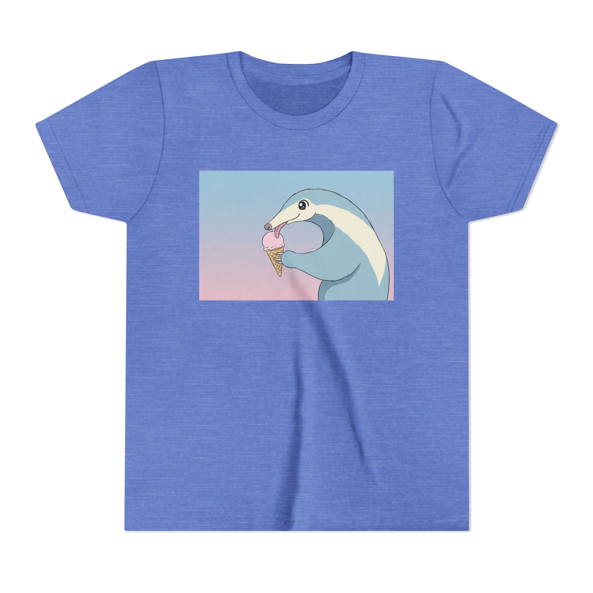 Anteater Eating Ice Cream Kids Tee — Cute Pastel Animal Graphic Youth T-Shirt - Kids