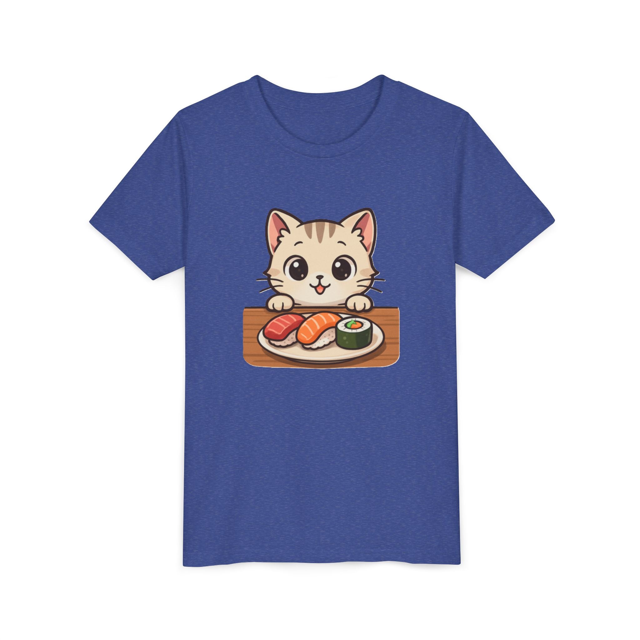 Kids Sushi Cat T-Shirt — Cute Kitty Eating Sushi Youth Tee