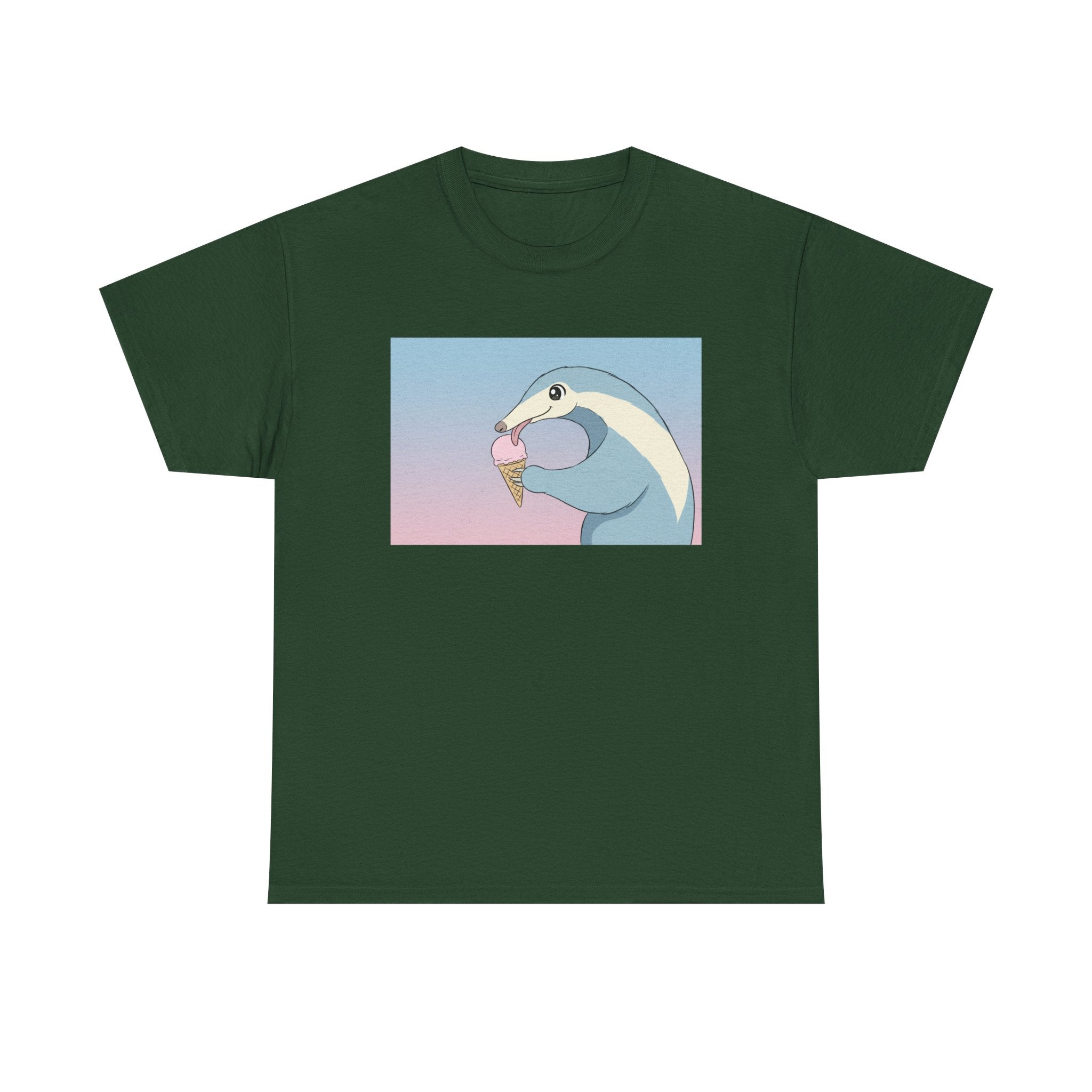 Anteater Eating Ice Cream T-Shirt — Cute Pastel Animal Graphic Tee - Adult