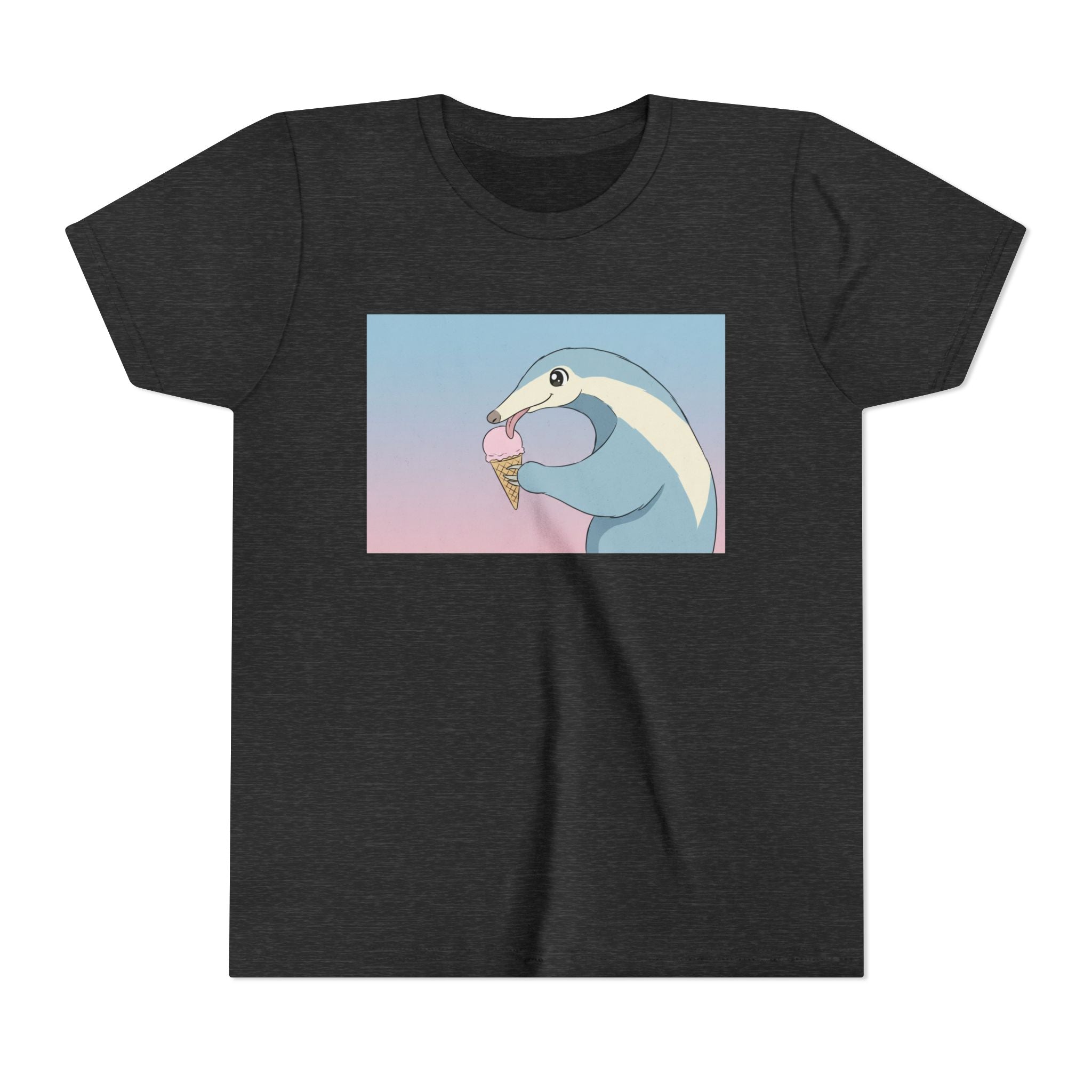 Anteater Eating Ice Cream Kids Tee — Cute Pastel Animal Graphic Youth T-Shirt - Kids