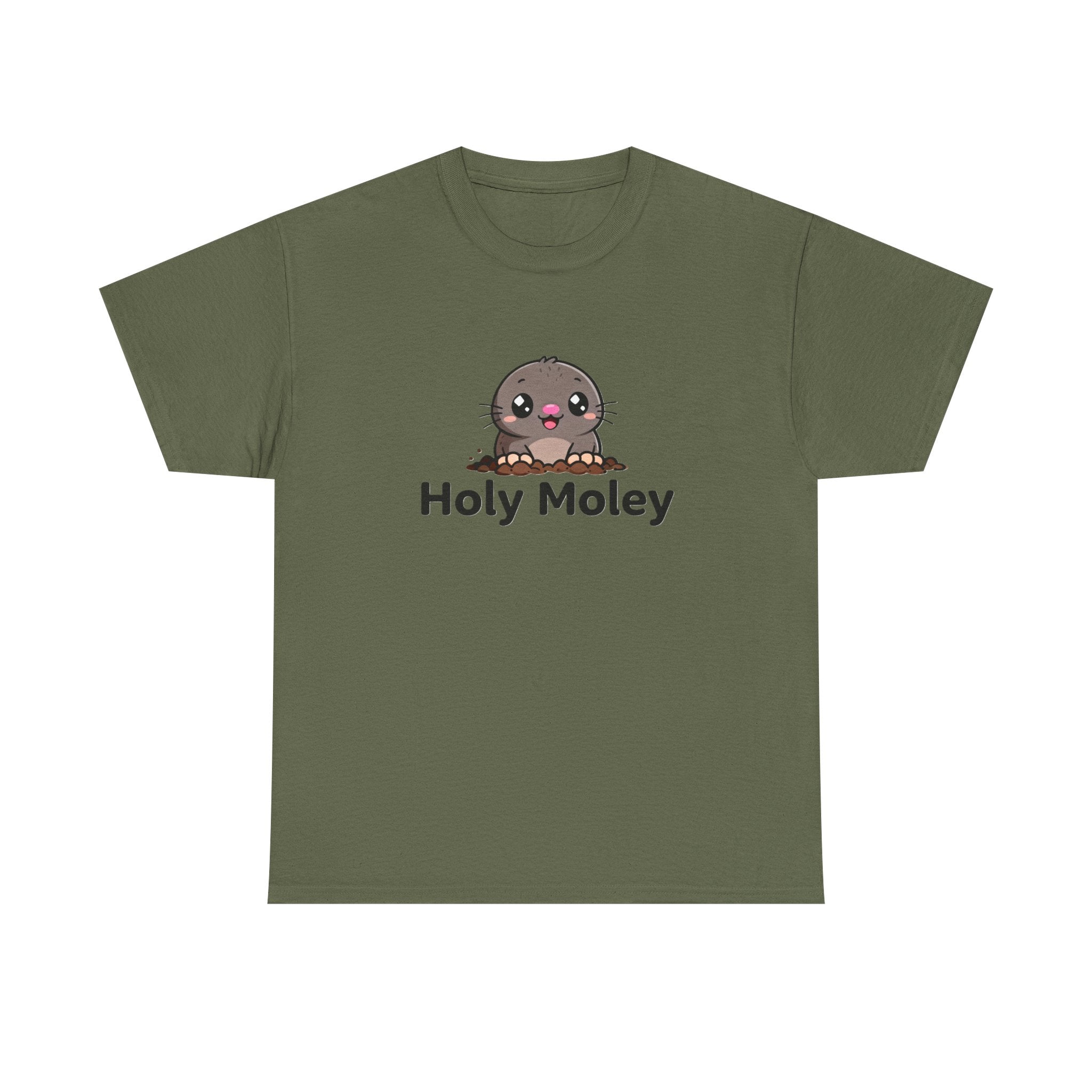 Holy Moley Mole T-Shirt — Cute Cartoon Mole Tee with 'Holy Moley' Text - Adult