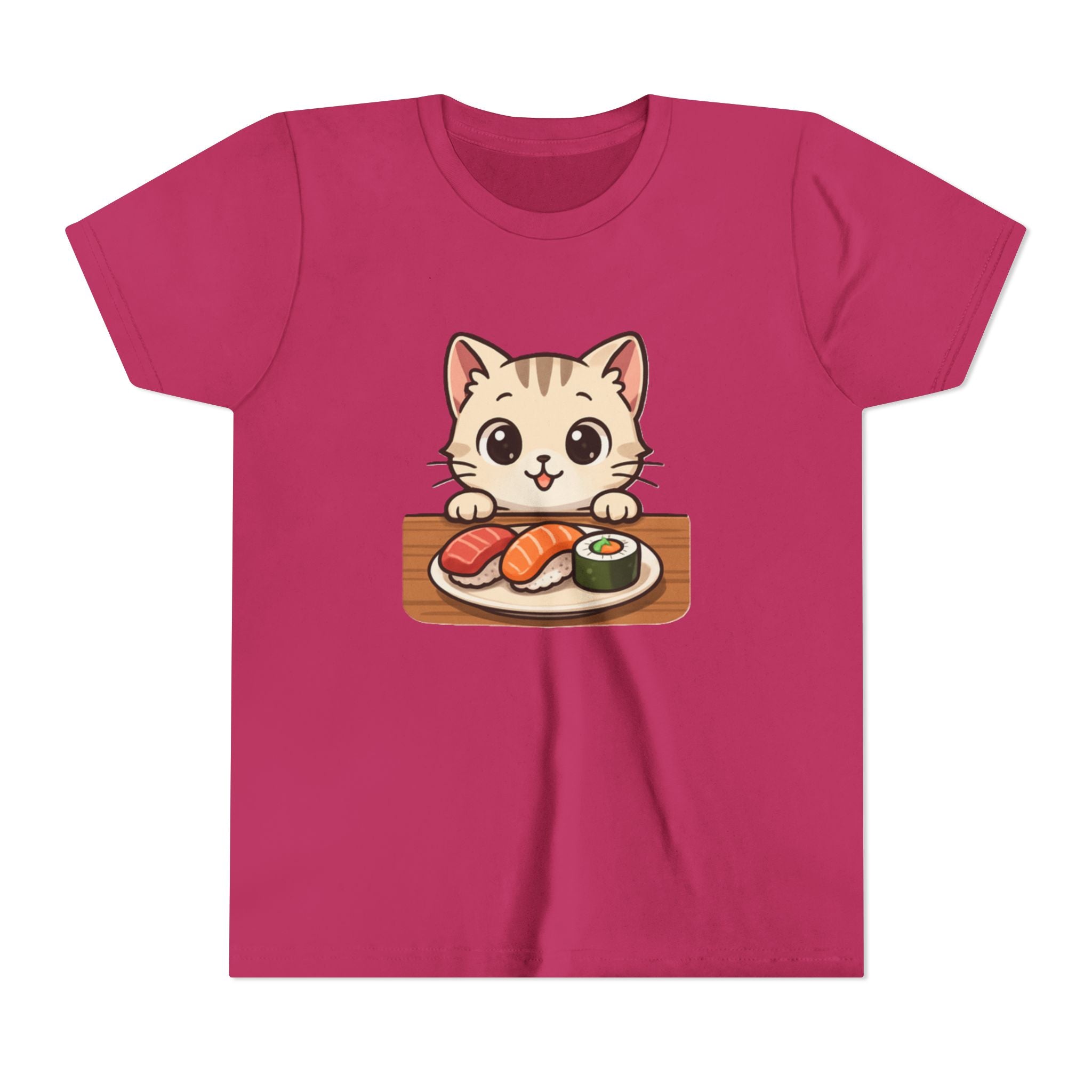 Kids Sushi Cat T-Shirt — Cute Kitty Eating Sushi Youth Tee