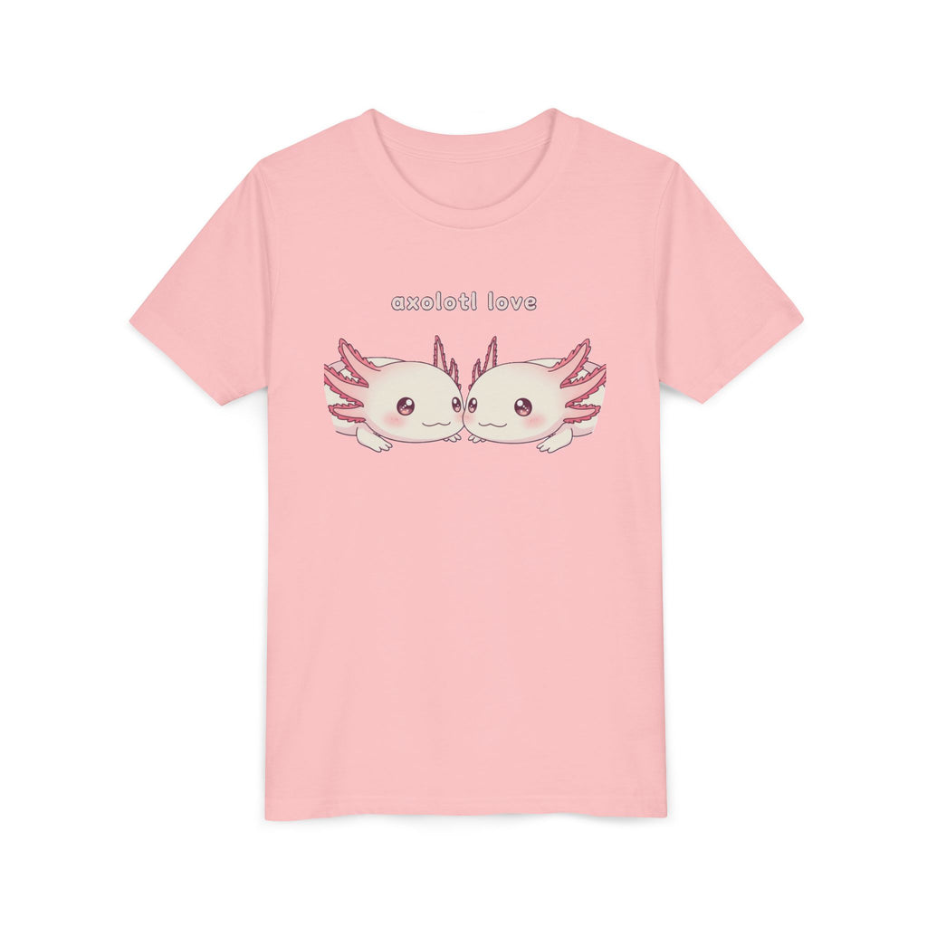 Youth Tee — 'Axolotl Love' Cute Kissing Axolotl Salamander Kids Shirt - Kids