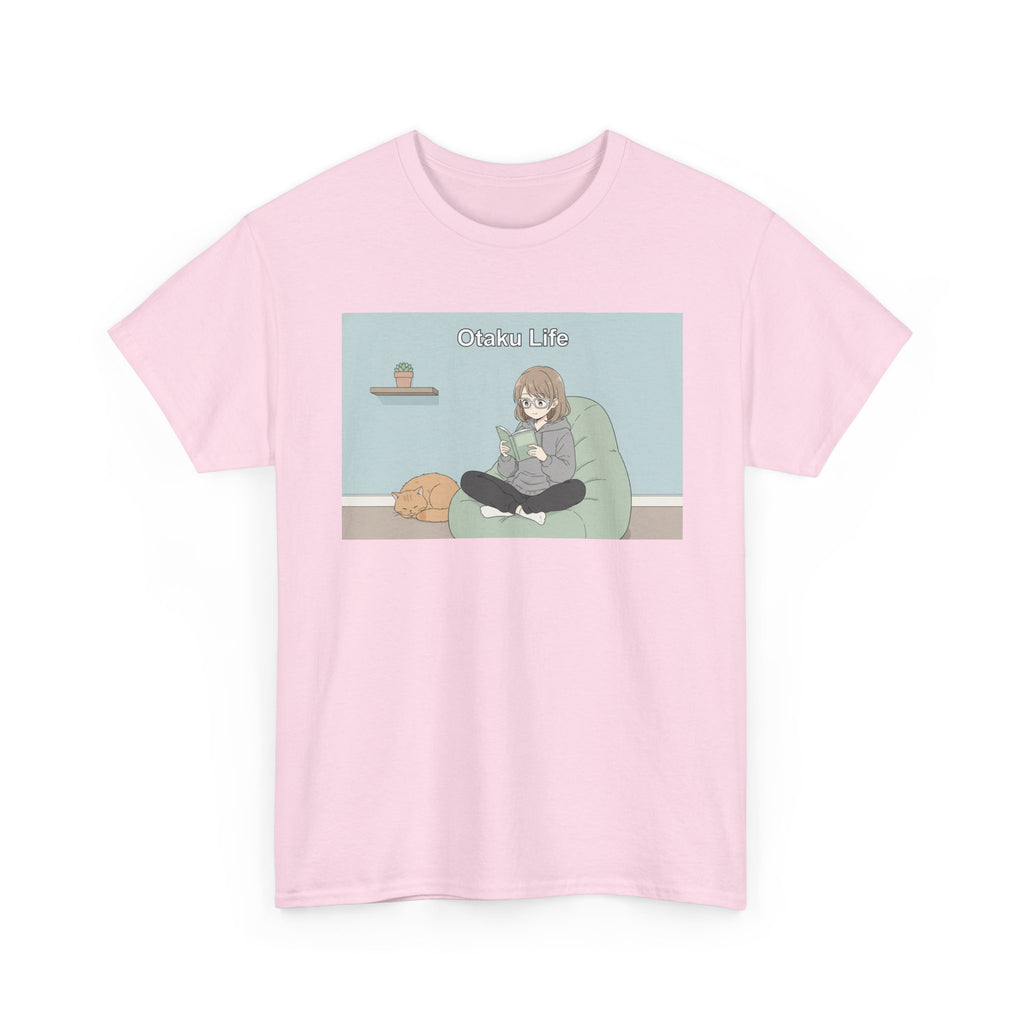 Cozy Cat Girl Otaku Long Sleeve Tee - 'Chill Vibes' Anime Girl Relaxing Graphic T-Shirt