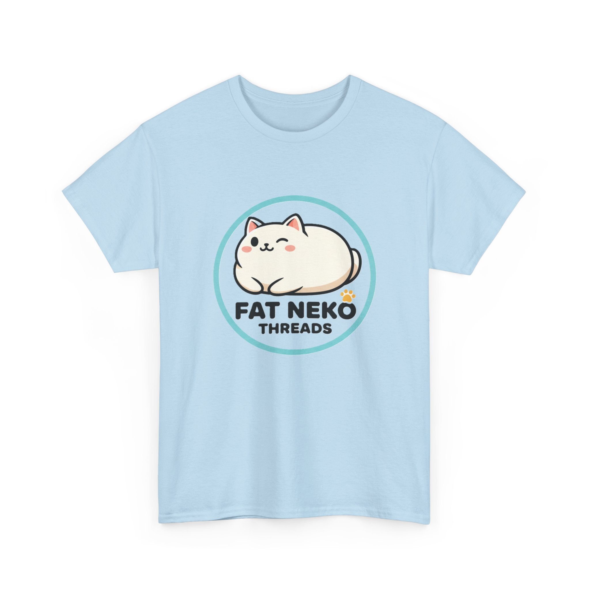 Cute Fat Neko Threads T-Shirt — Kawaii Cat Logo Tee - Adult