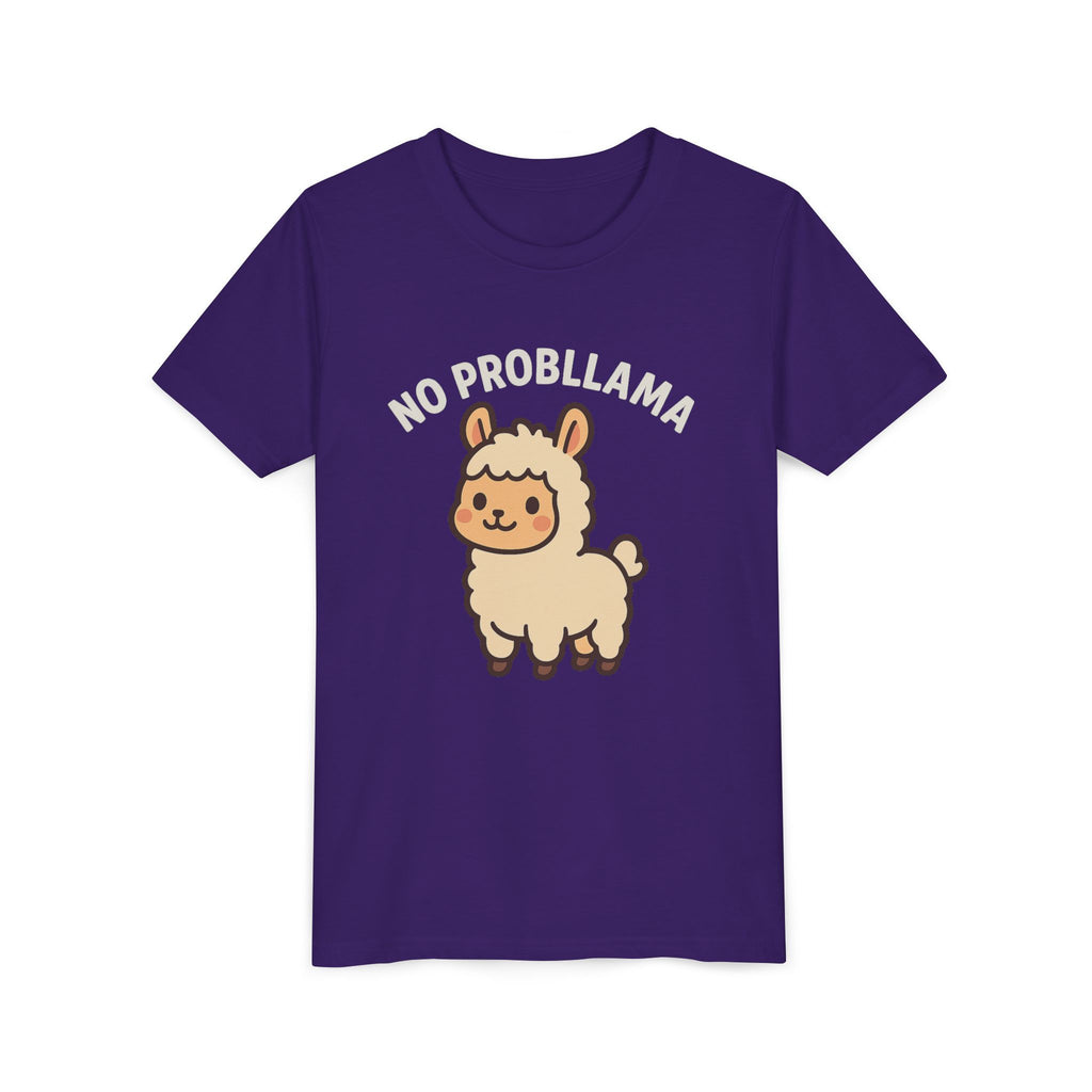 No Probllama Youth Tee – Cute Llama Kids Short Sleeve Shirt