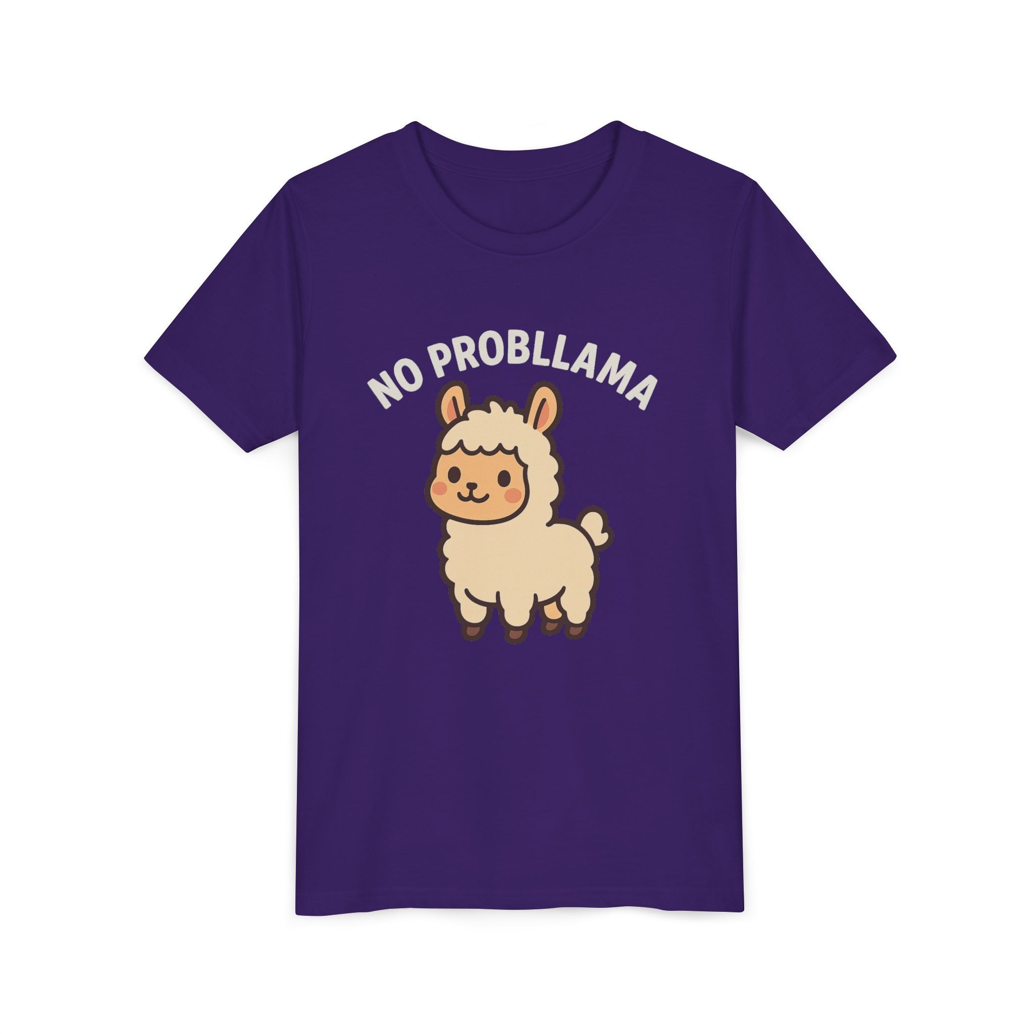 No Probllama Youth Tee – Cute Llama Kids Short Sleeve Shirt