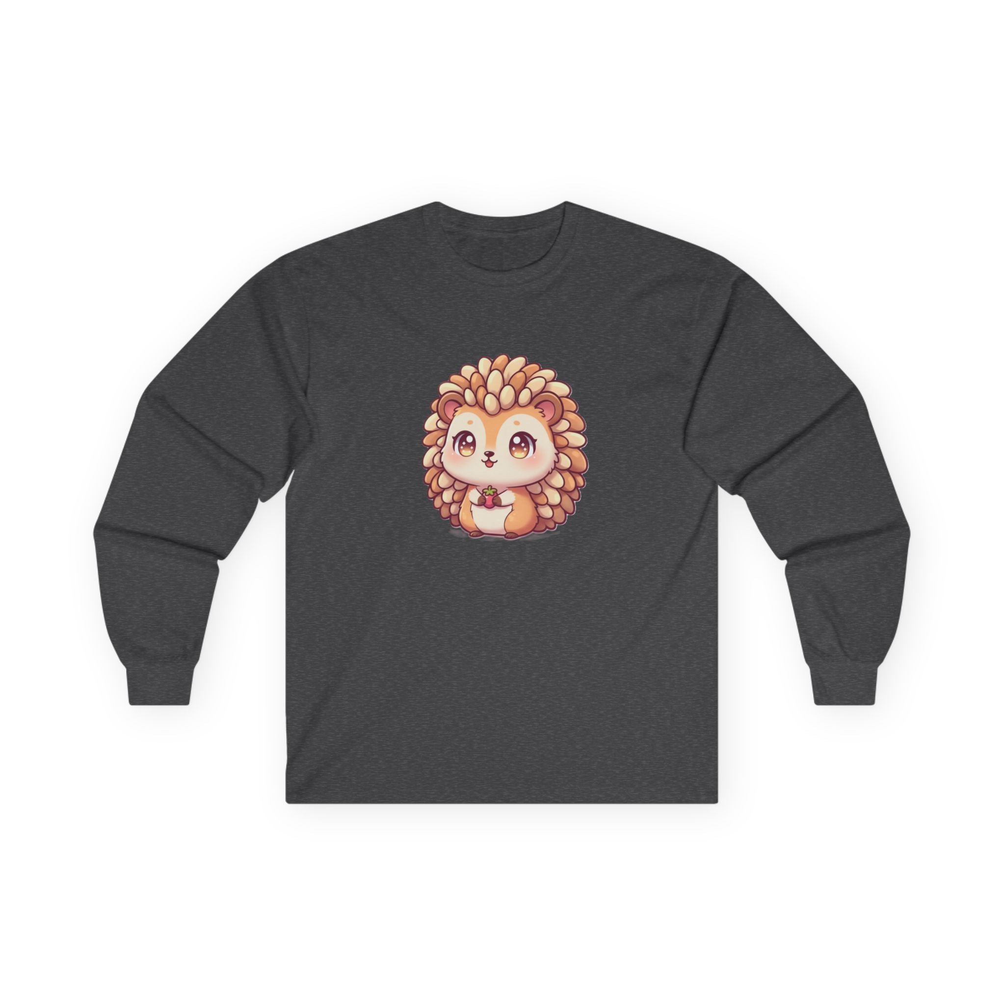 Cute Hedgehog Long Sleeve Tee — Adorable Kawaii Animal Shirt - Adult
