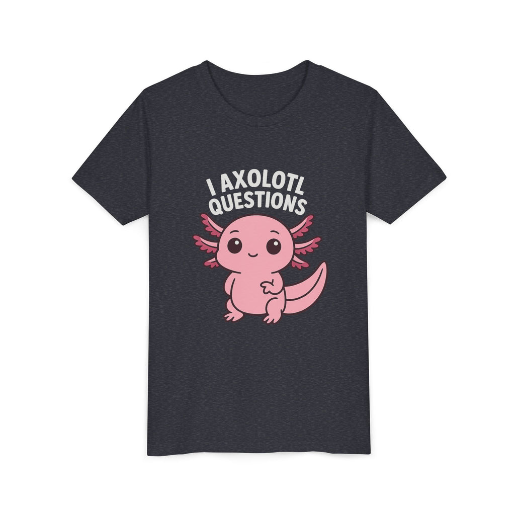 Youth Tee — Cute Pink Axolotl “Axolotl Questions” Kids Shirt