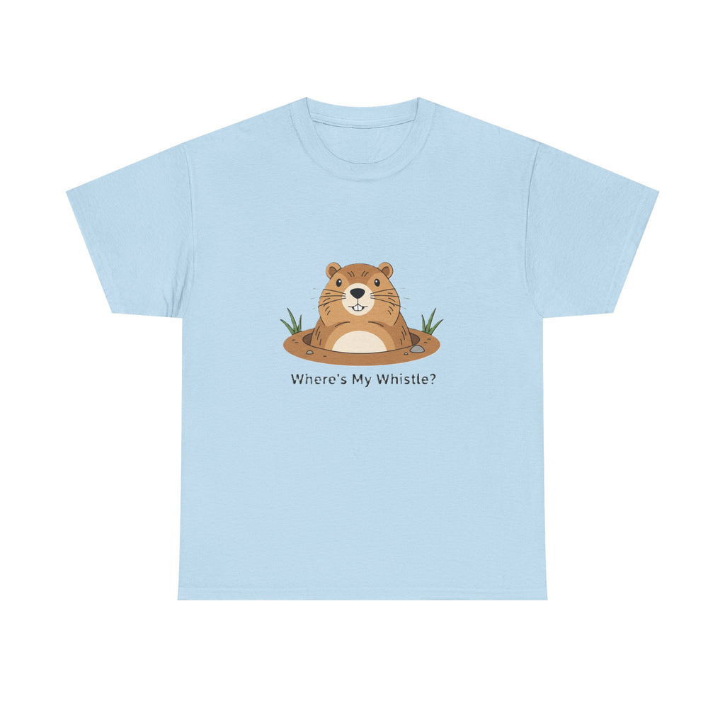 Groundhog Day Tee — "Where's My Whistle?" Cute Groundhog Whistle Pig Graphic T-Shirt - Adult