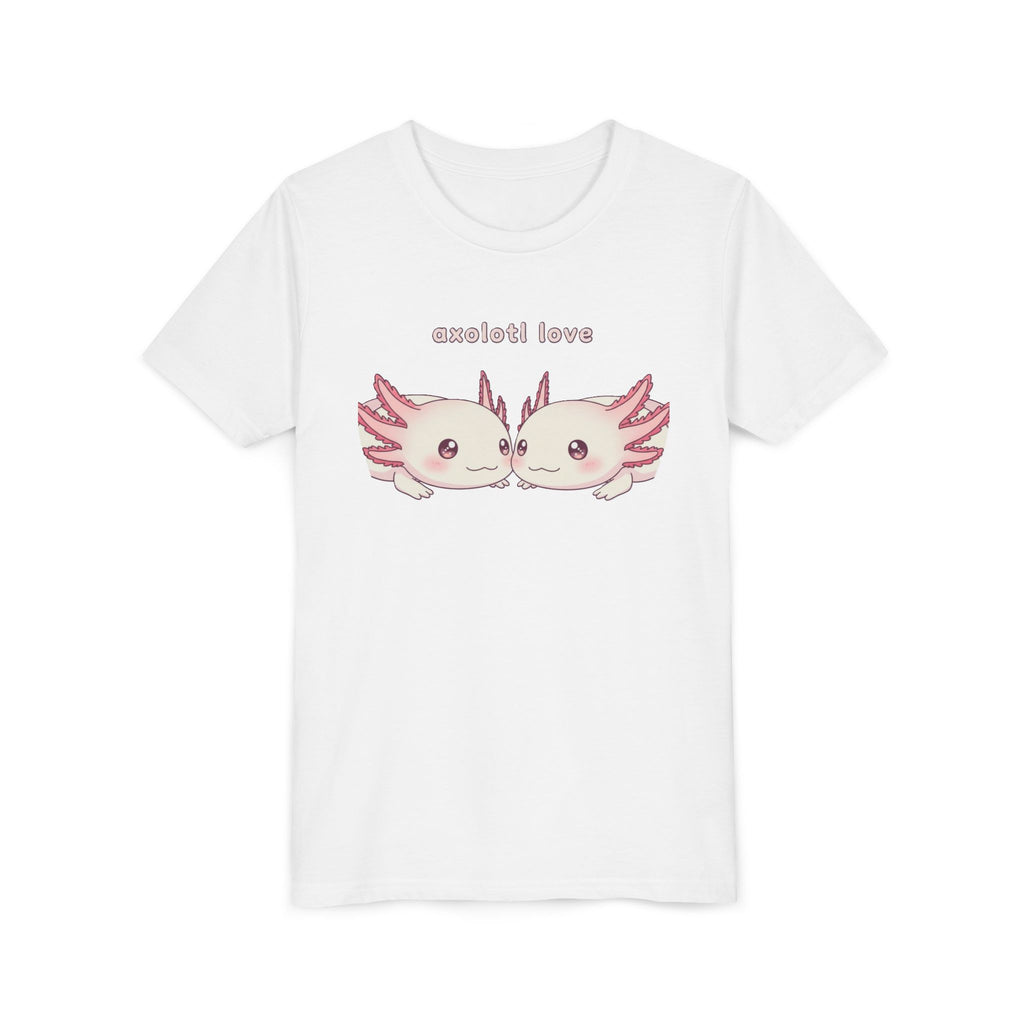 Youth Tee — 'Axolotl Love' Cute Kissing Axolotl Salamander Kids Shirt - Kids