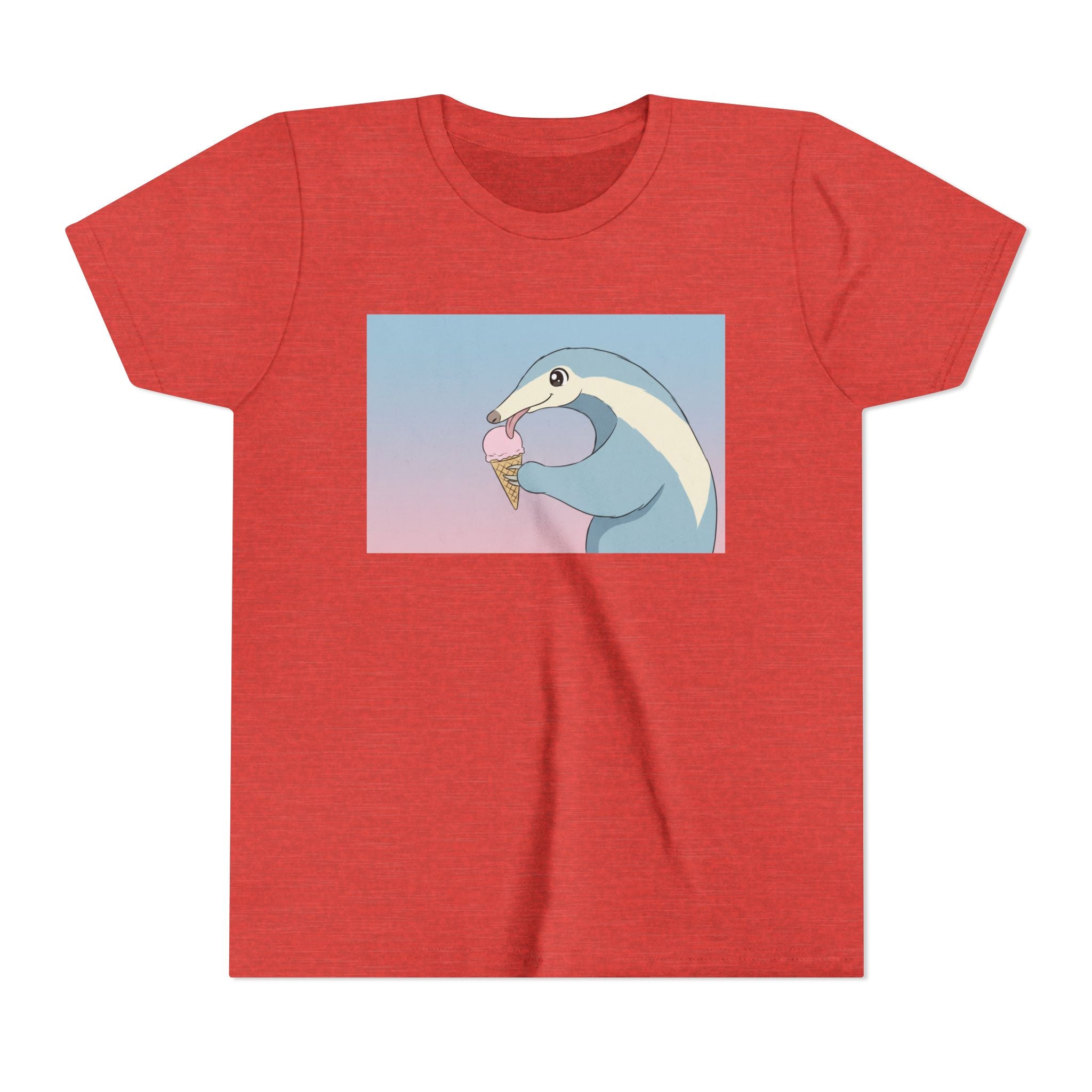 Anteater Eating Ice Cream Kids Tee — Cute Pastel Animal Graphic Youth T-Shirt - Kids
