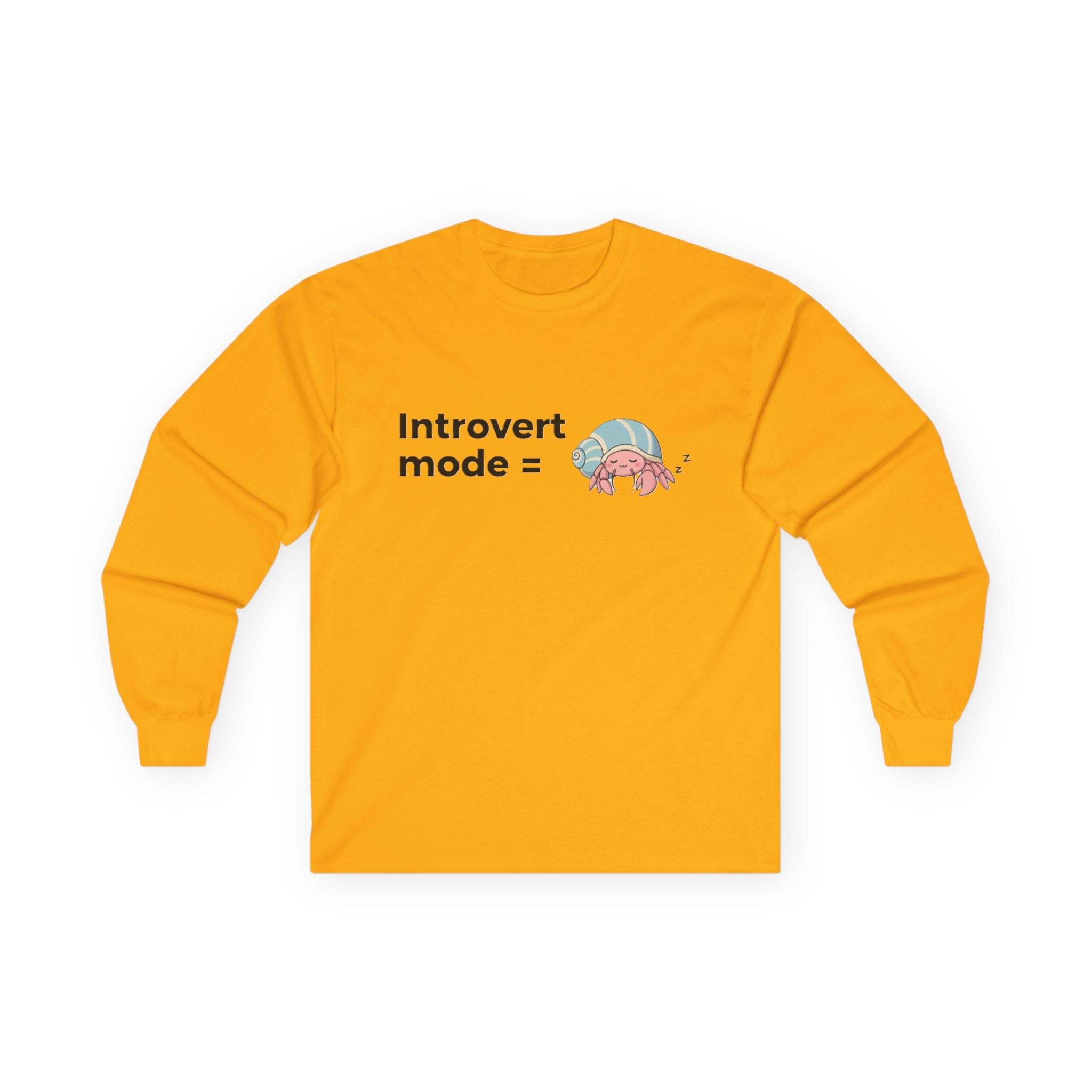 Introvert Mode Hermit Crab Long Sleeve Tee — Cute Shy Hermit Crab Graphic - Adult