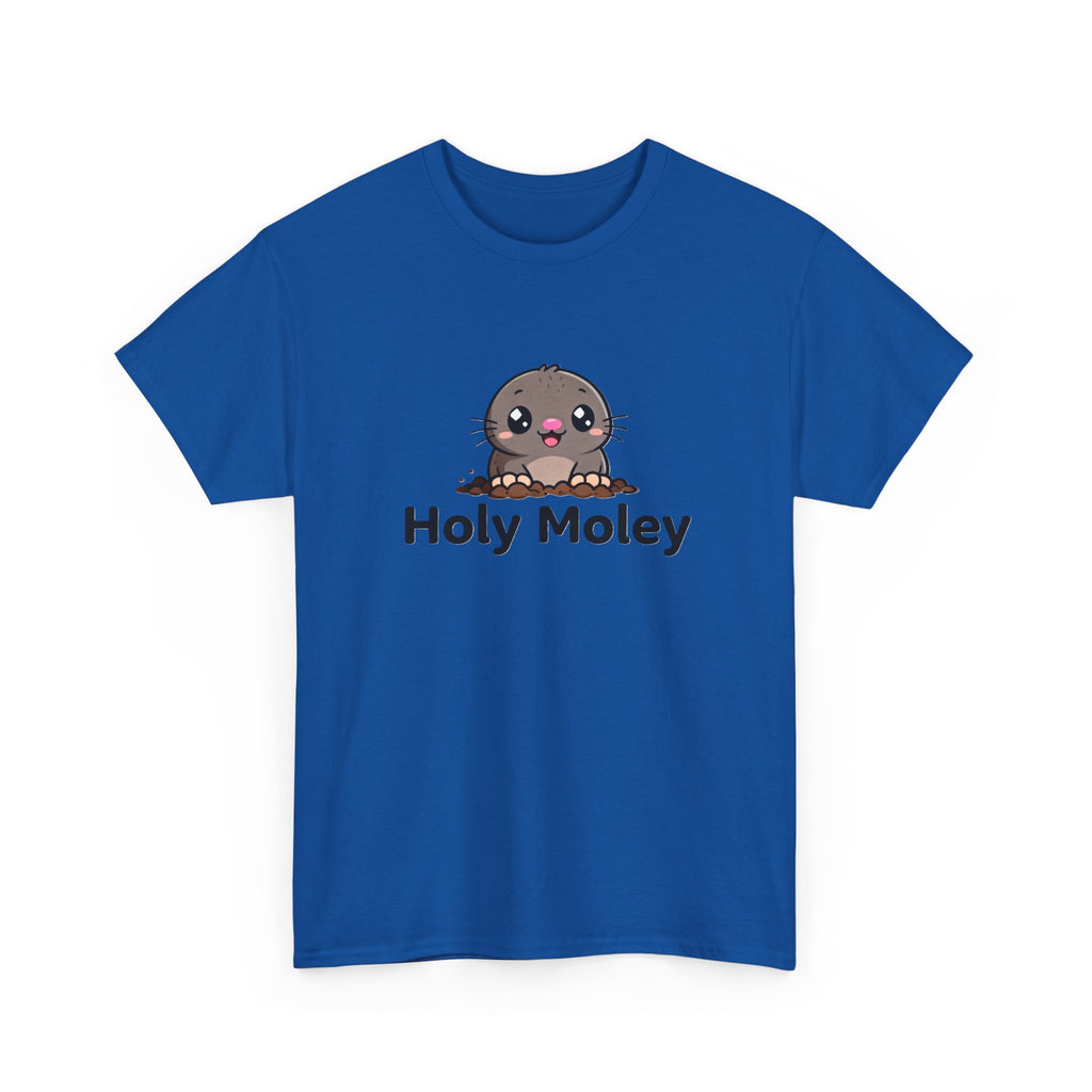 Holy Moley Mole T-Shirt — Cute Cartoon Mole Tee with 'Holy Moley' Text - Adult