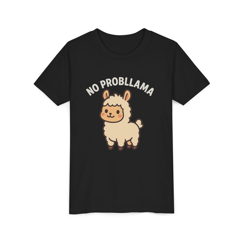 No Probllama Youth Tee – Cute Llama Kids Short Sleeve Shirt