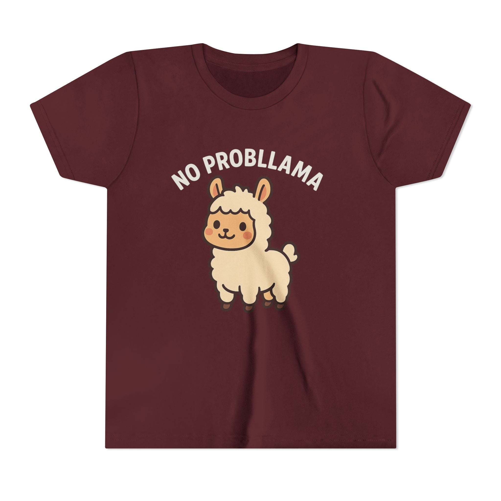 No Probllama Youth Tee – Cute Llama Kids Short Sleeve Shirt