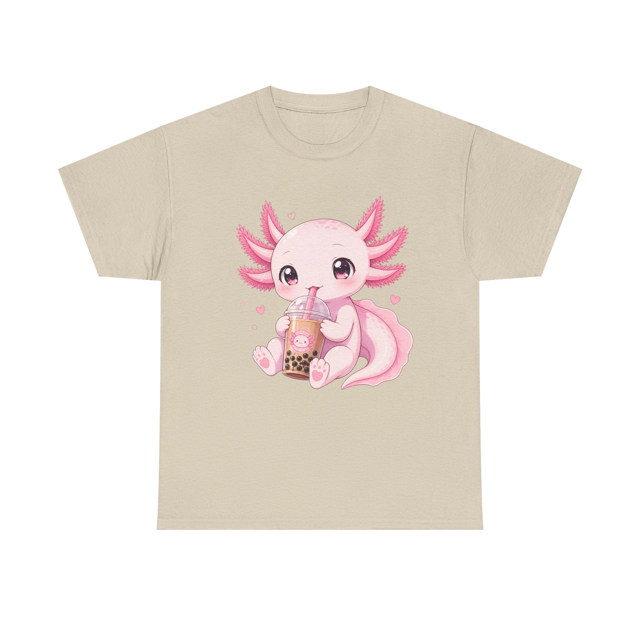 Axolotl Bubble Tea Tee — Cute Pink Axolotl Drinking Boba T-Shirt - Adult