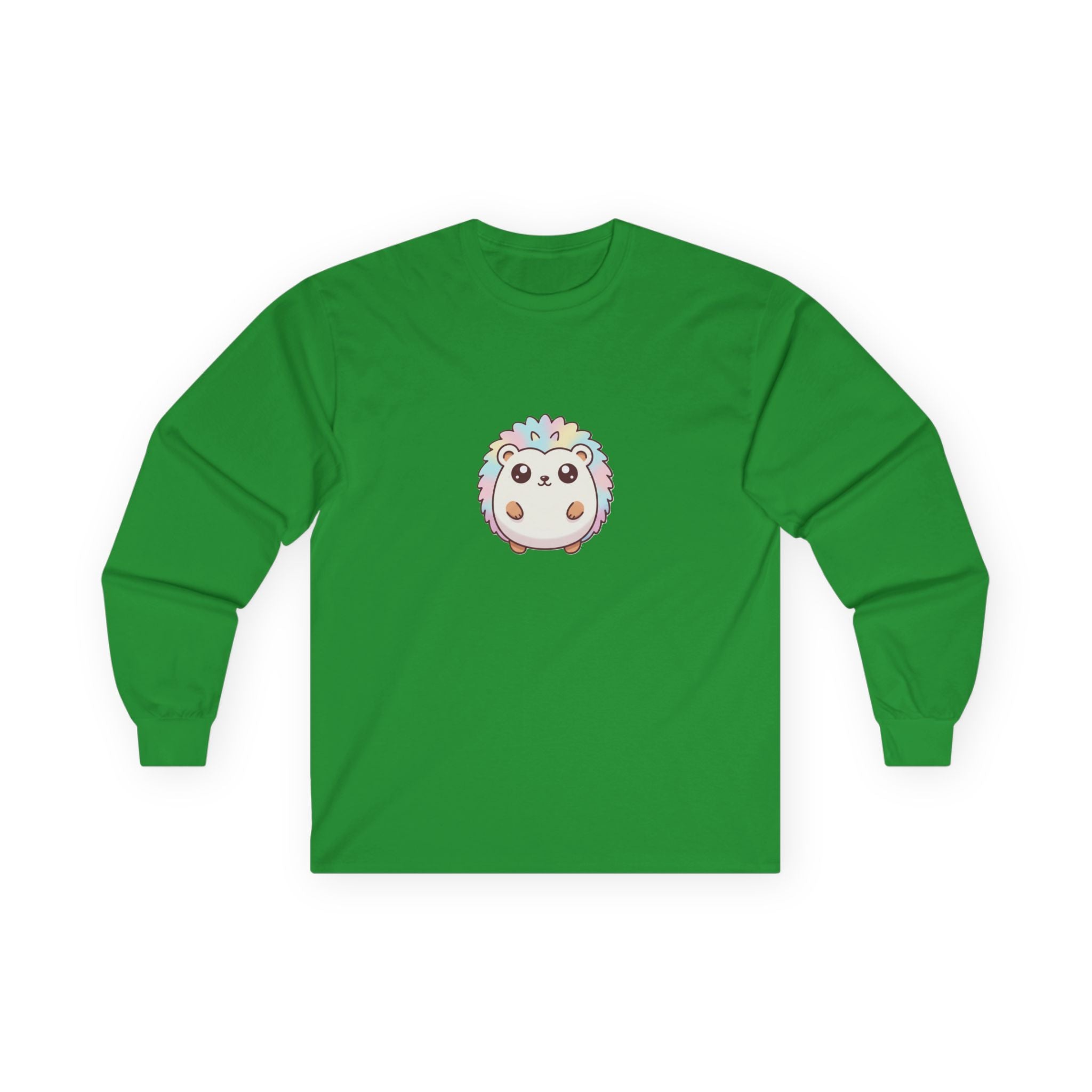 Cute Pastel Hedgehog Long Sleeve Tee — Kawaii Animal Shirt - Adult