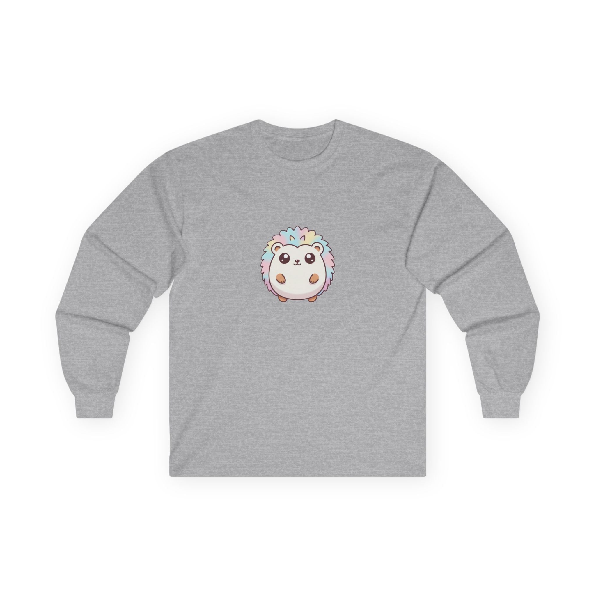 Cute Pastel Hedgehog Long Sleeve Tee — Kawaii Animal Shirt - Adult