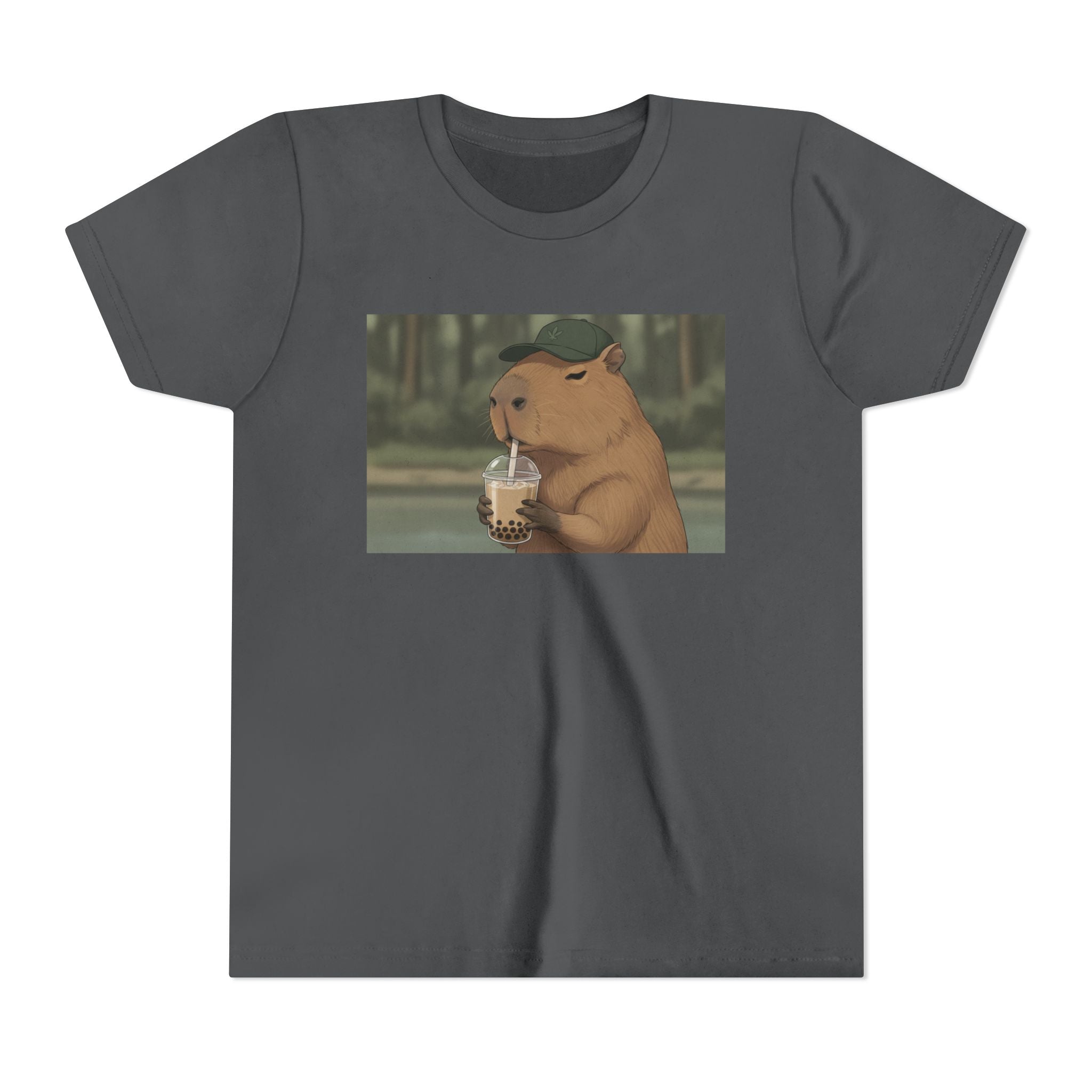 Capybara Drinking Boba Tea Youth Tee — Cute Kawaii Bubble Shirt for Kids - Kids