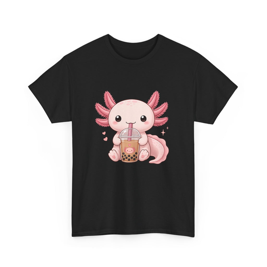 Axolotl Drinking Bubble Tea T-Shirt — Cute Kawaii Boba Tee - Adult