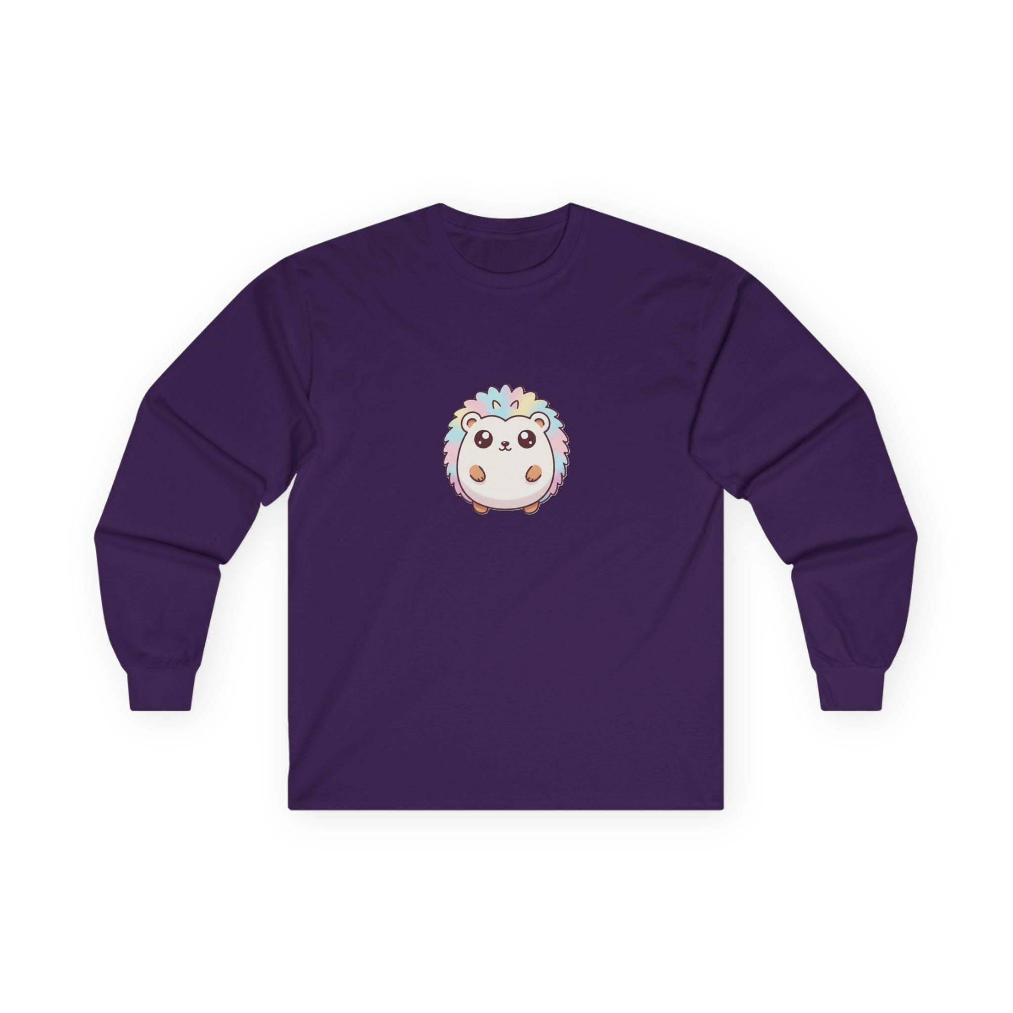 Cute Pastel Hedgehog Long Sleeve Tee — Kawaii Animal Shirt - Adult