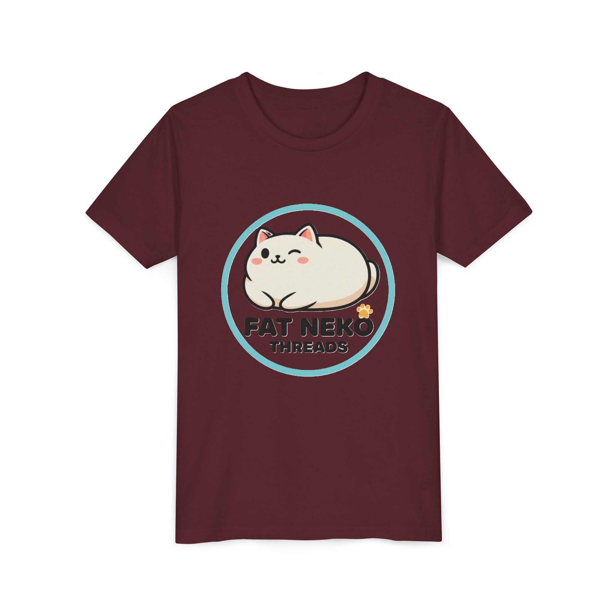 Youth Tee — Fat Neko Threads Cute Chubby Cat Logo