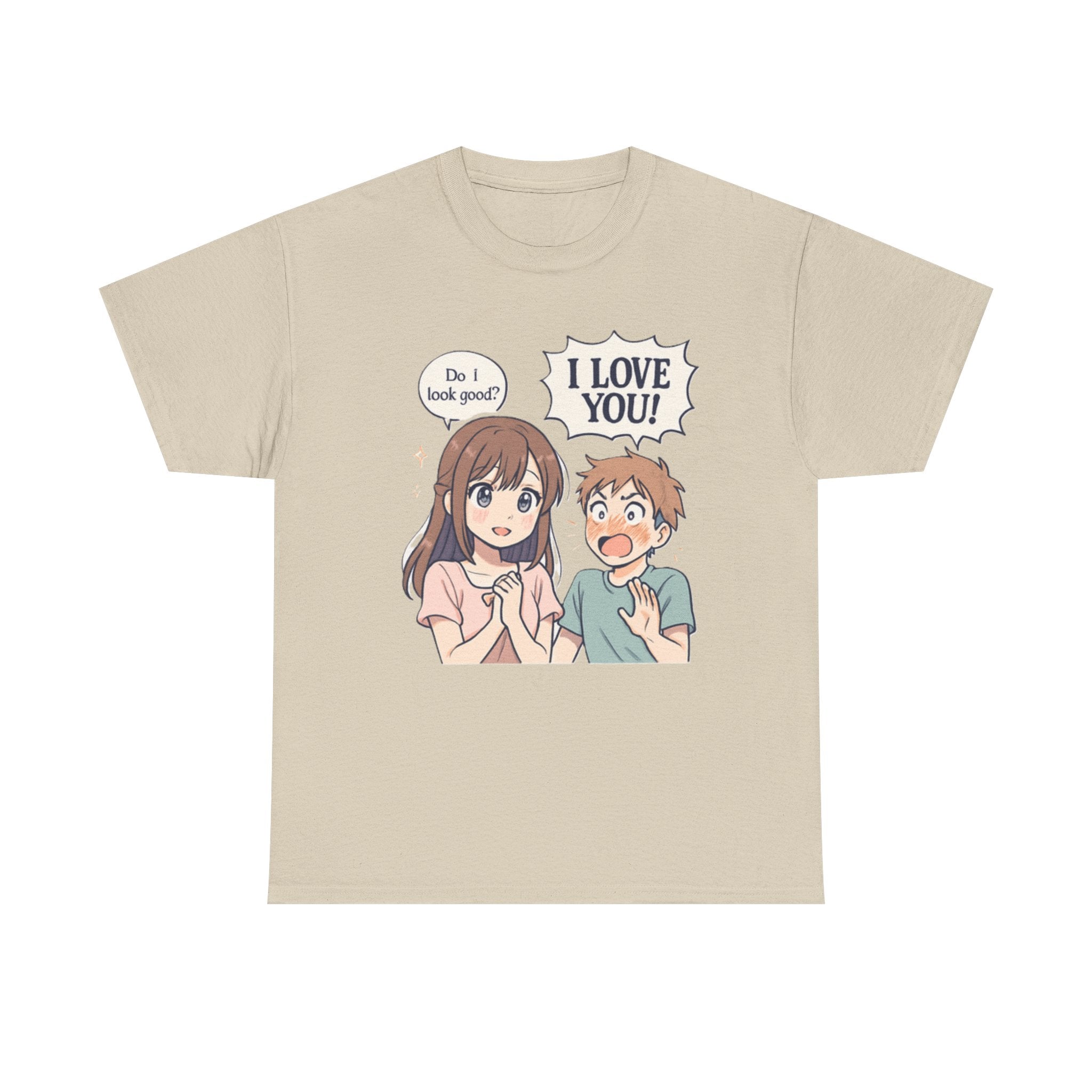 Anime Couple T‑Shirt — "Do I look good?" / "I Love You!" Cute Romance Tee - Adult