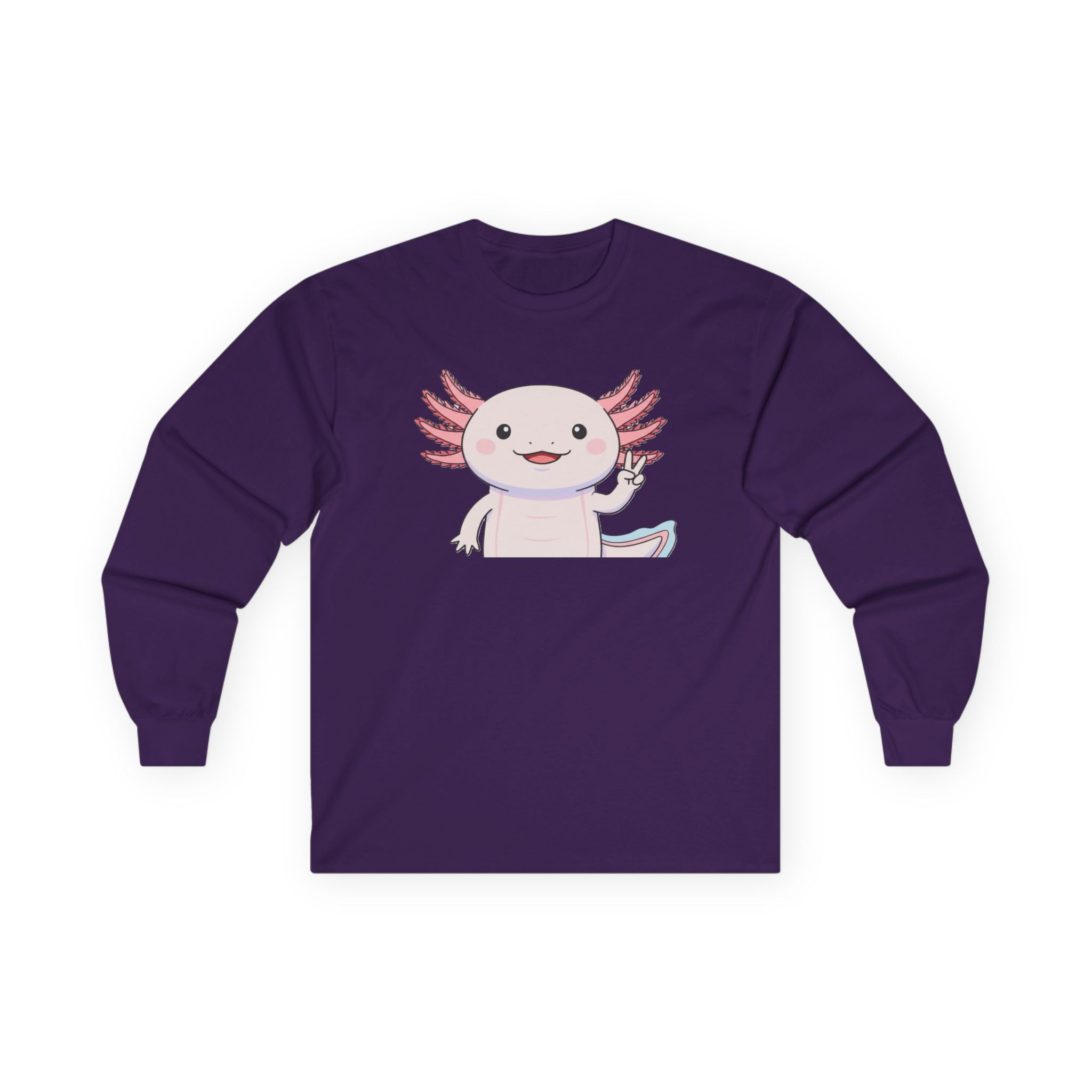 Cute Axolotl Long Sleeve Tee – Pastel Kawaii Salamander Shirt - Adult