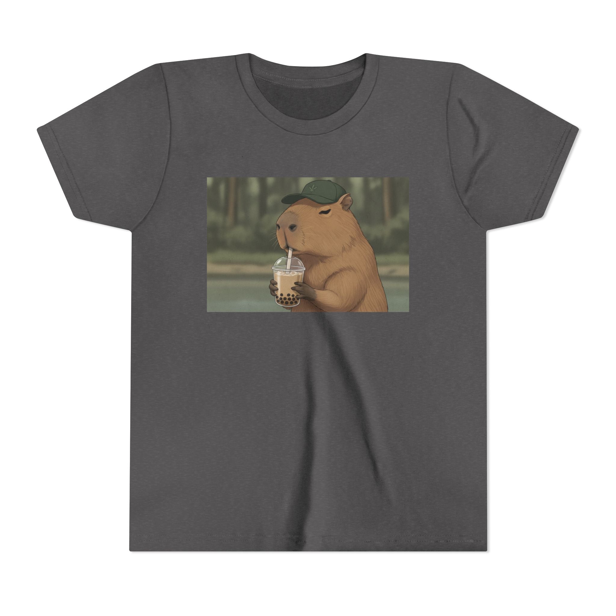 Capybara Drinking Boba Tea Youth Tee — Cute Kawaii Bubble Shirt for Kids - Kids