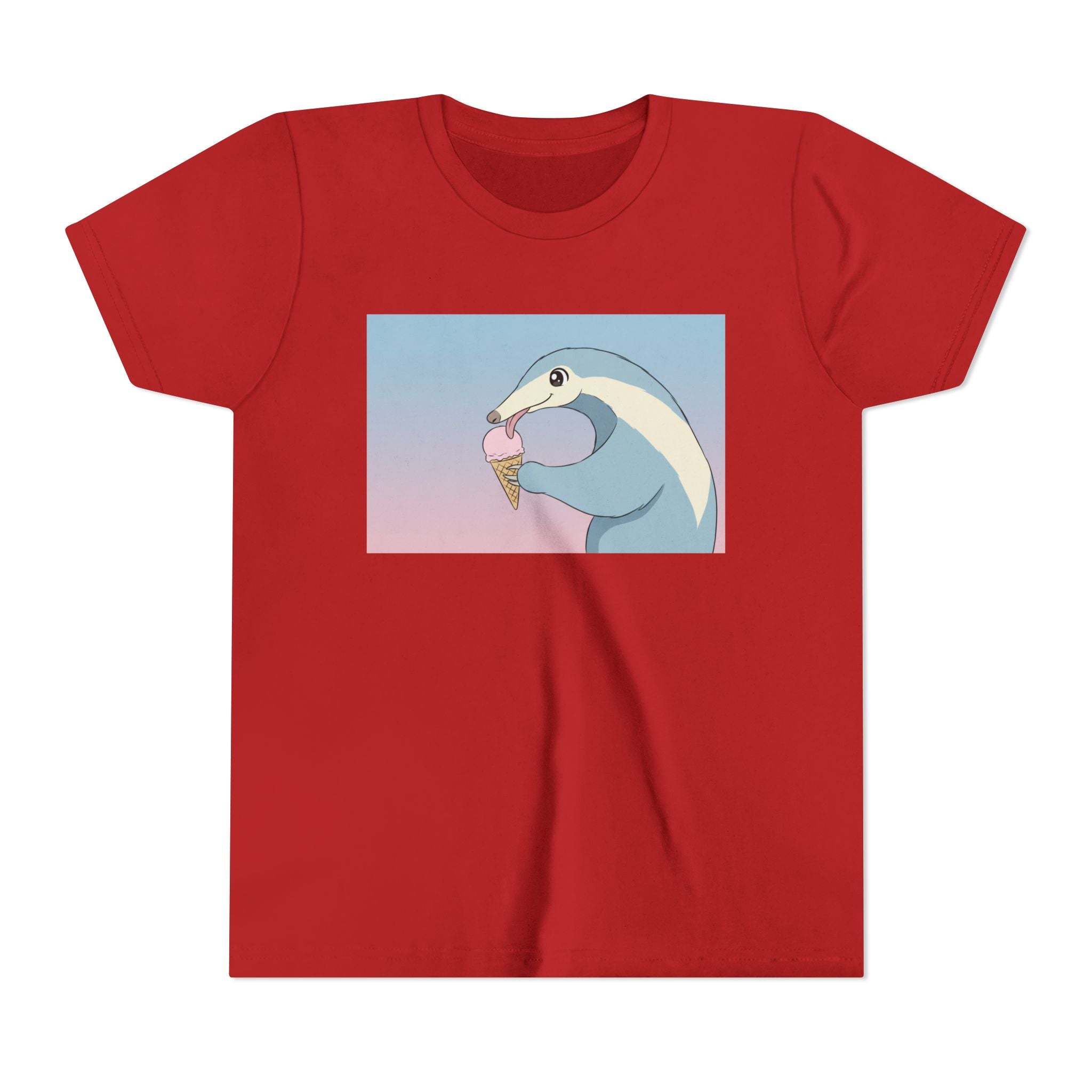 Anteater Eating Ice Cream Kids Tee — Cute Pastel Animal Graphic Youth T-Shirt - Kids