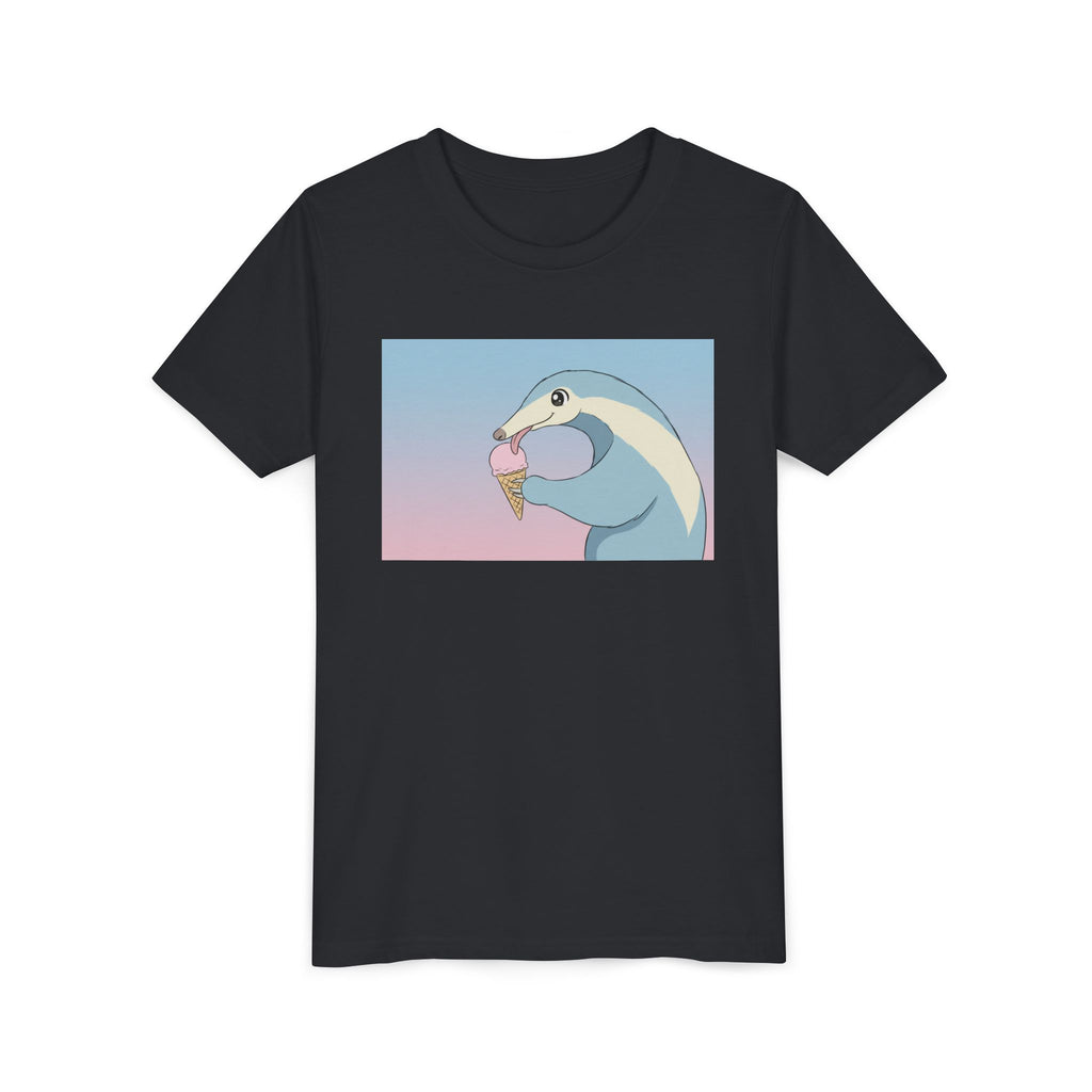 Anteater Eating Ice Cream Kids Tee — Cute Pastel Animal Graphic Youth T-Shirt - Kids