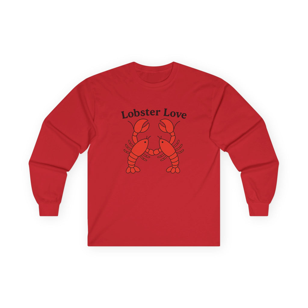 Lobster Love Long Sleeve Tee — Cute Lobster Couple Graphic Shirt - Adult