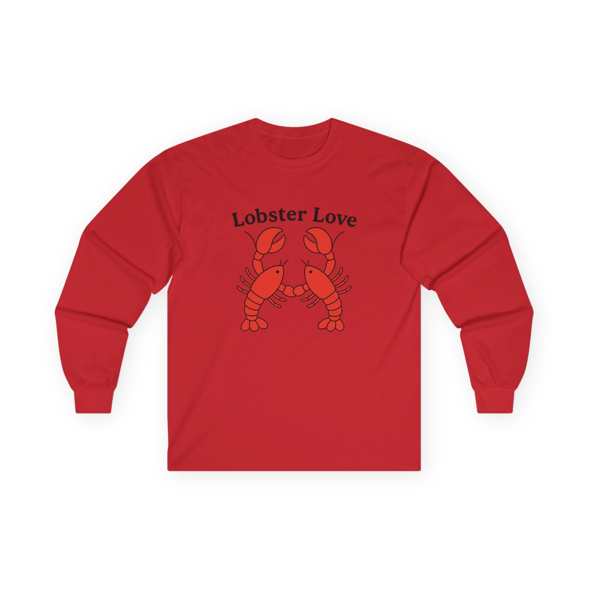 Lobster Love Long Sleeve Tee — Cute Lobster Couple Graphic Shirt - Adult