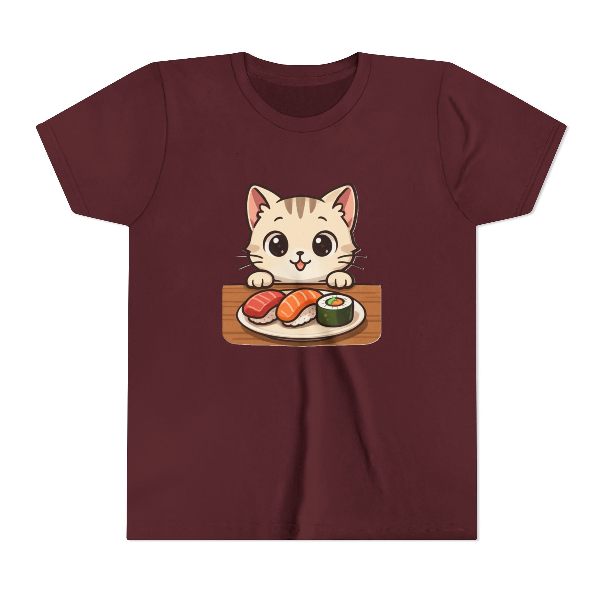 Kids Sushi Cat T-Shirt — Cute Kitty Eating Sushi Youth Tee