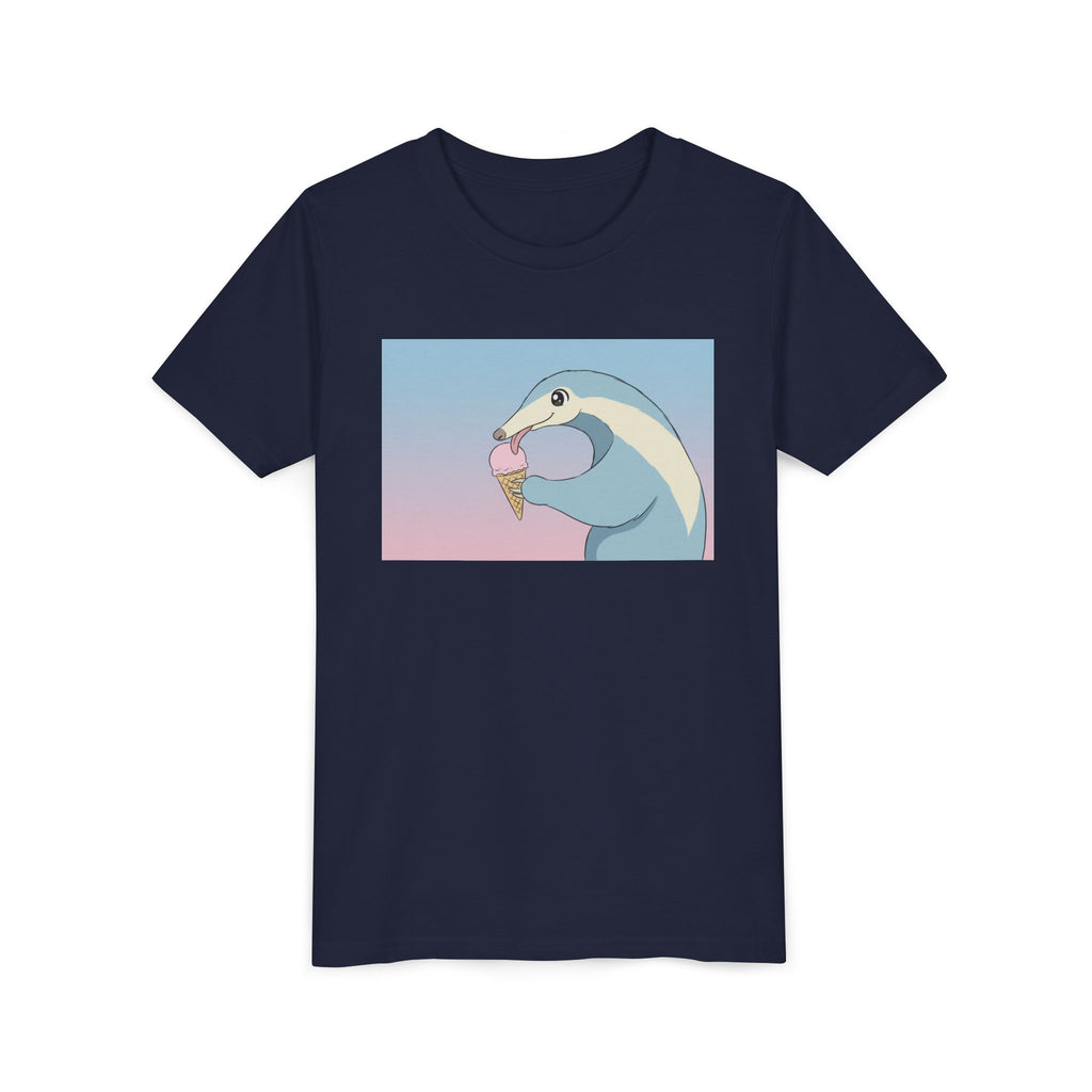 Anteater Eating Ice Cream Kids Tee — Cute Pastel Animal Graphic Youth T-Shirt - Kids