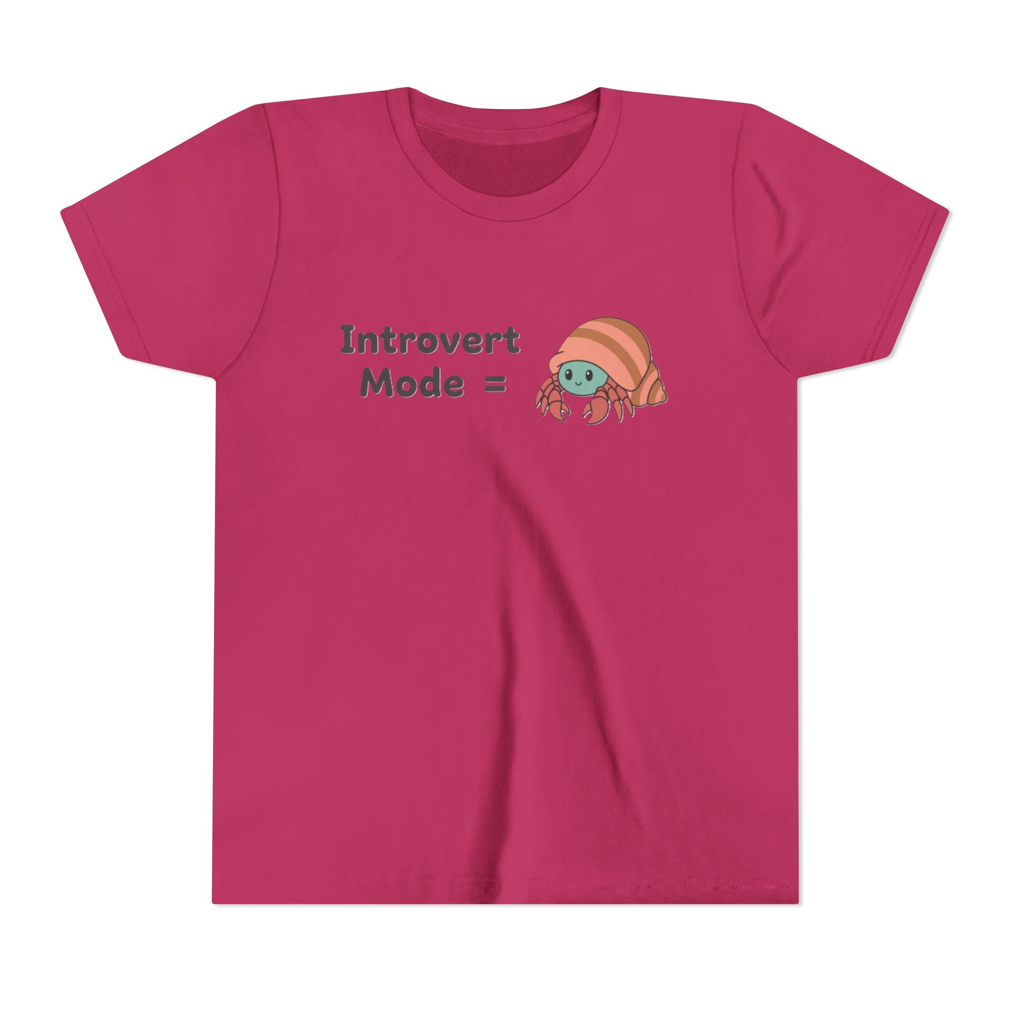 Introvert Mode Kids Tee — Cute Hermit Crab Graphic Youth Shirt