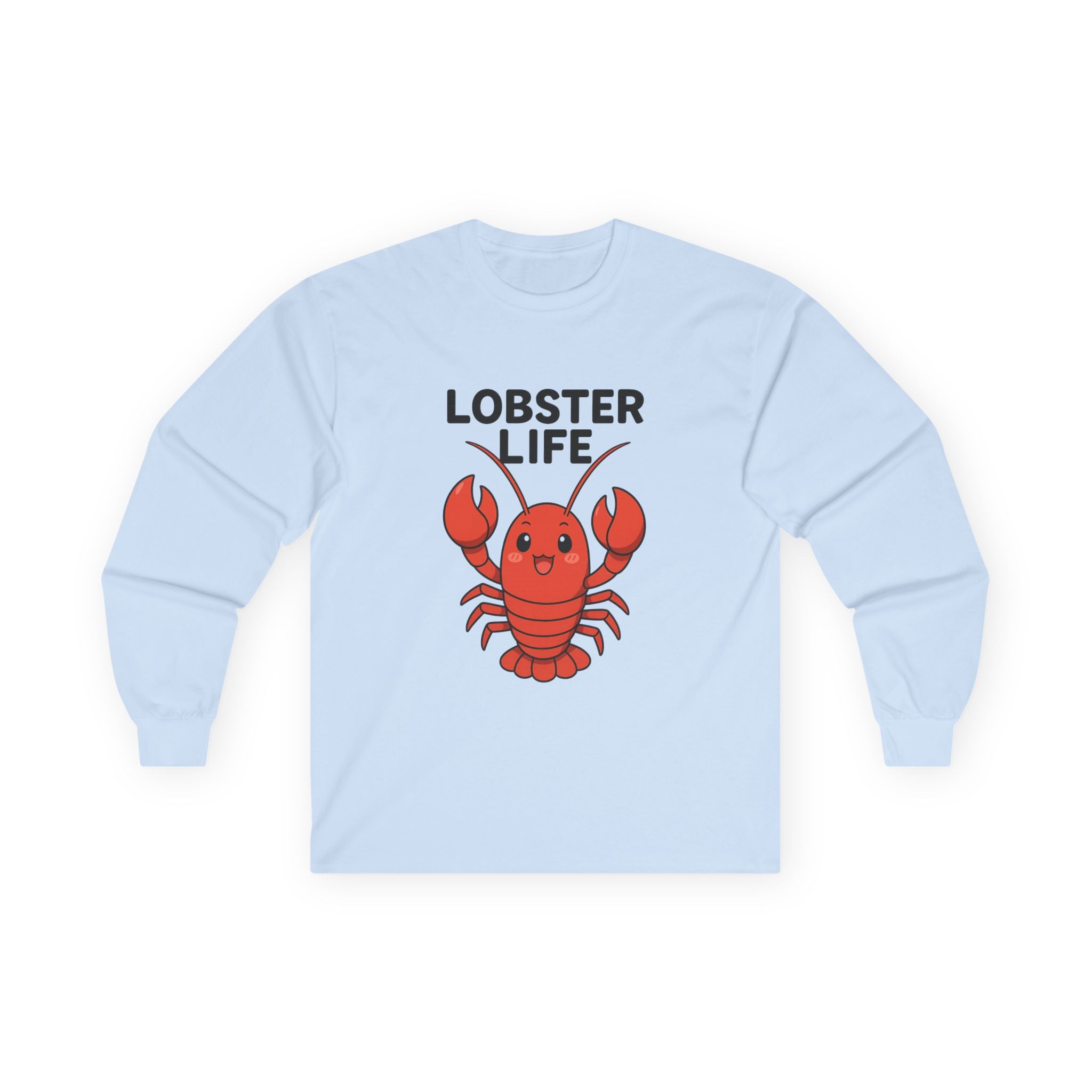 Lobster Life Long Sleeve Tee — Cute Red Lobster Graphic Shirt - Adult