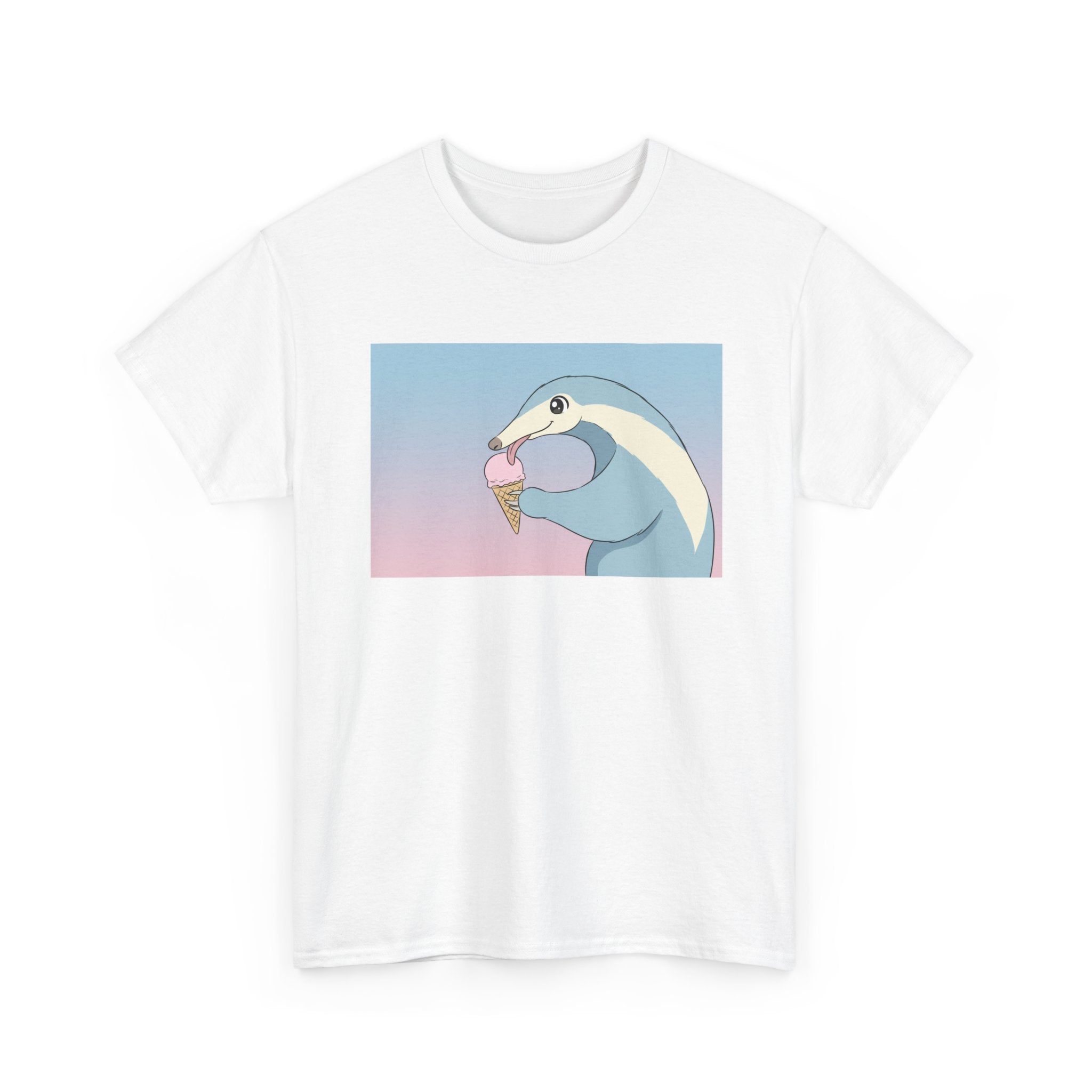 Anteater Eating Ice Cream T-Shirt — Cute Pastel Animal Graphic Tee - Adult