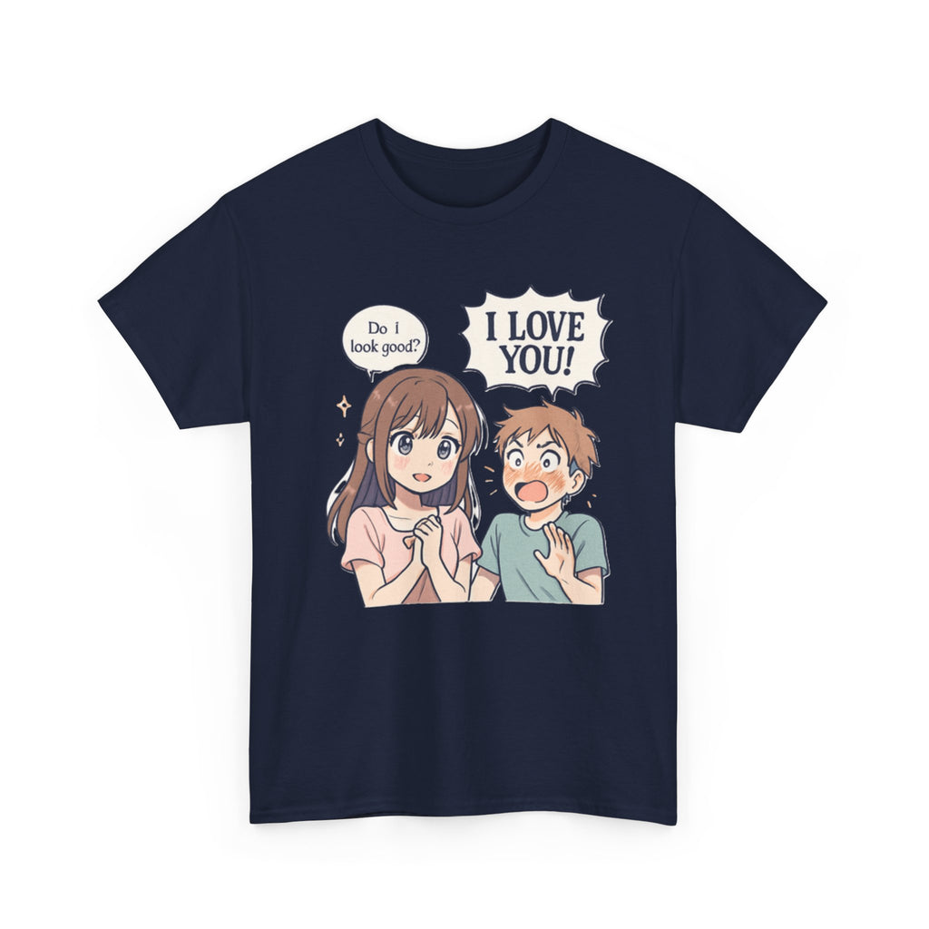 Anime Couple T‑Shirt — "Do I look good?" / "I Love You!" Cute Romance Tee - Adult