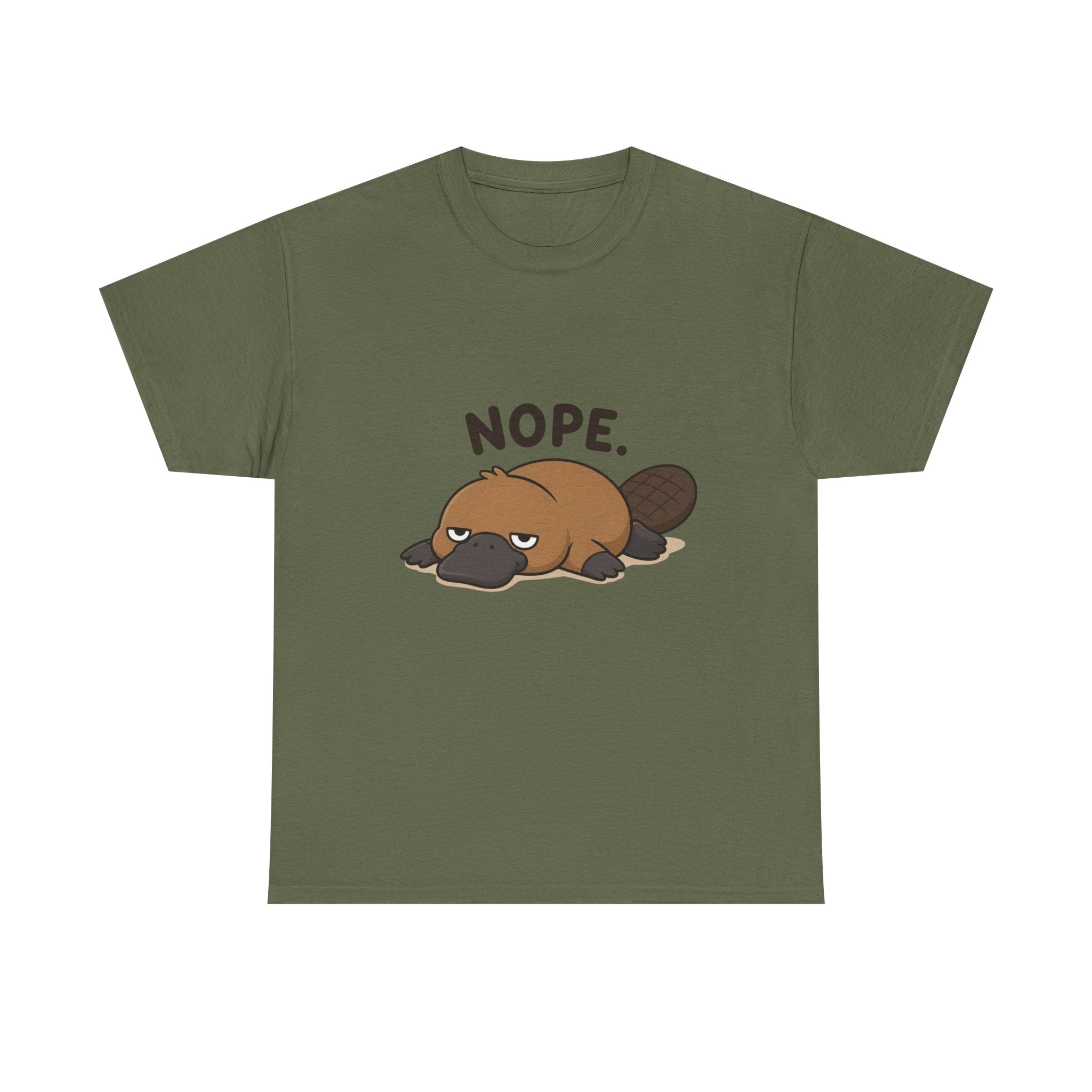 Nope Platypus T-Shirt — Cute Lazy Platypus Graphic Tee - Adult