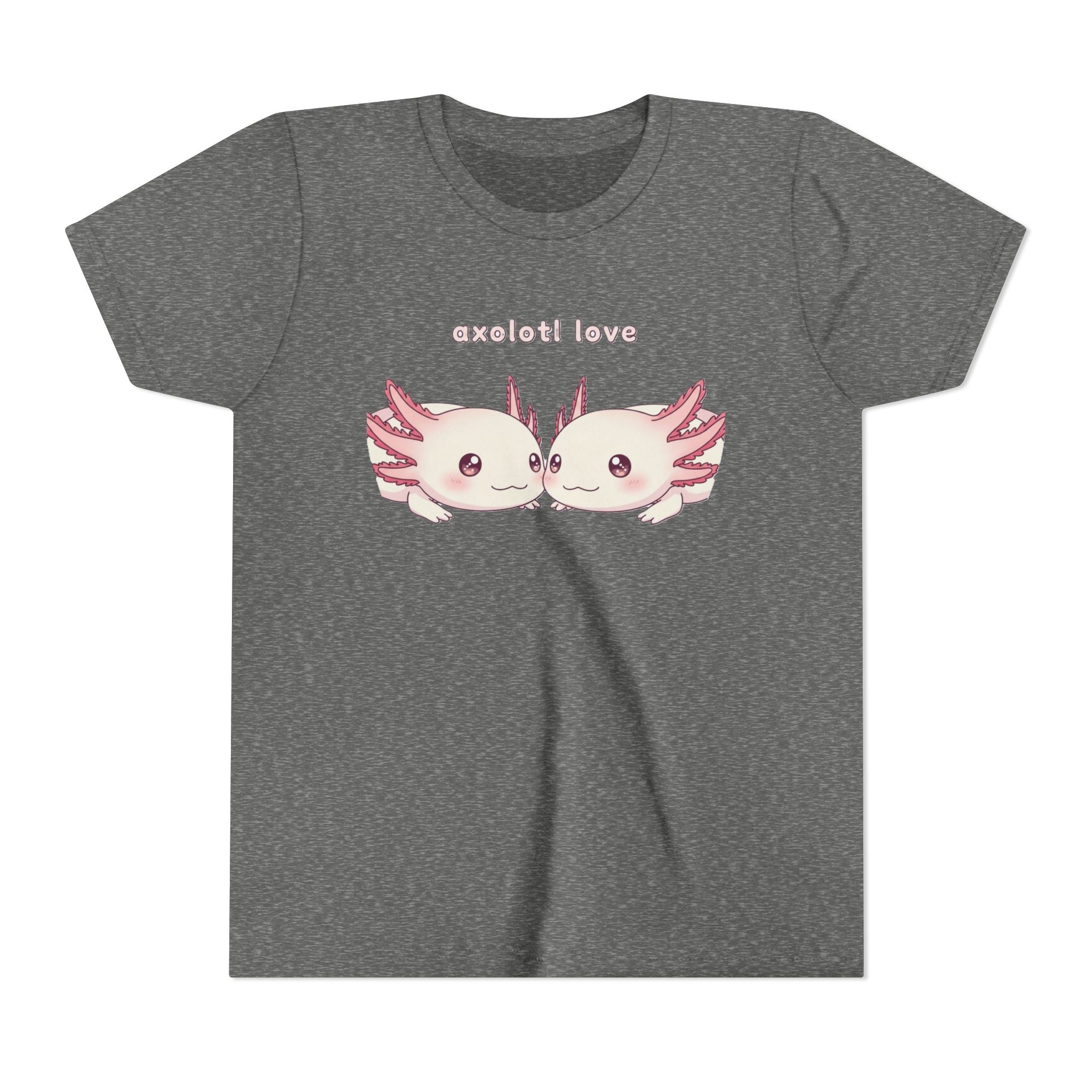 Youth Tee — 'Axolotl Love' Cute Kissing Axolotl Salamander Kids Shirt - Kids