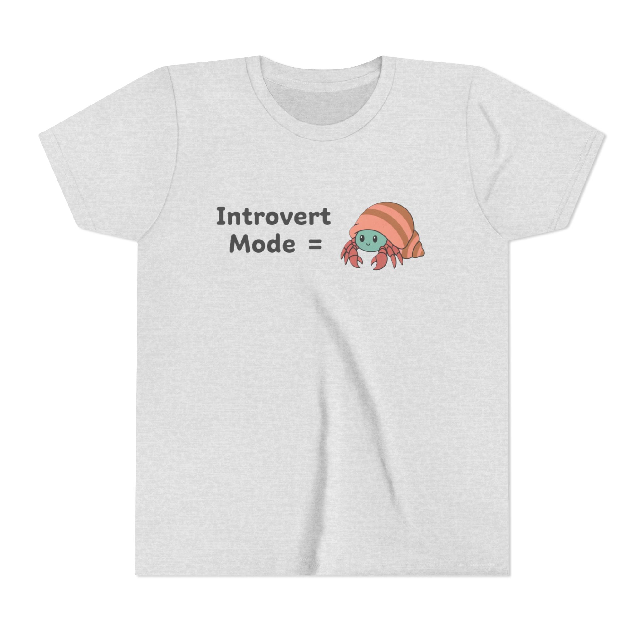 Introvert Mode Kids Tee — Cute Hermit Crab Graphic Youth Shirt