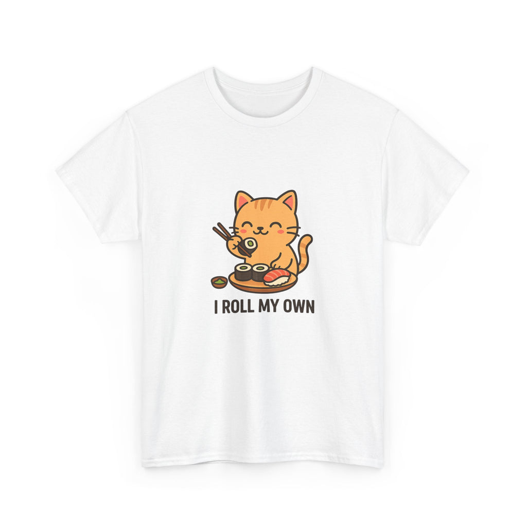 Cat Sushi T-Shirt — Cute 'I Roll My Own' Kawaii Sushi Cat Tee - Adult