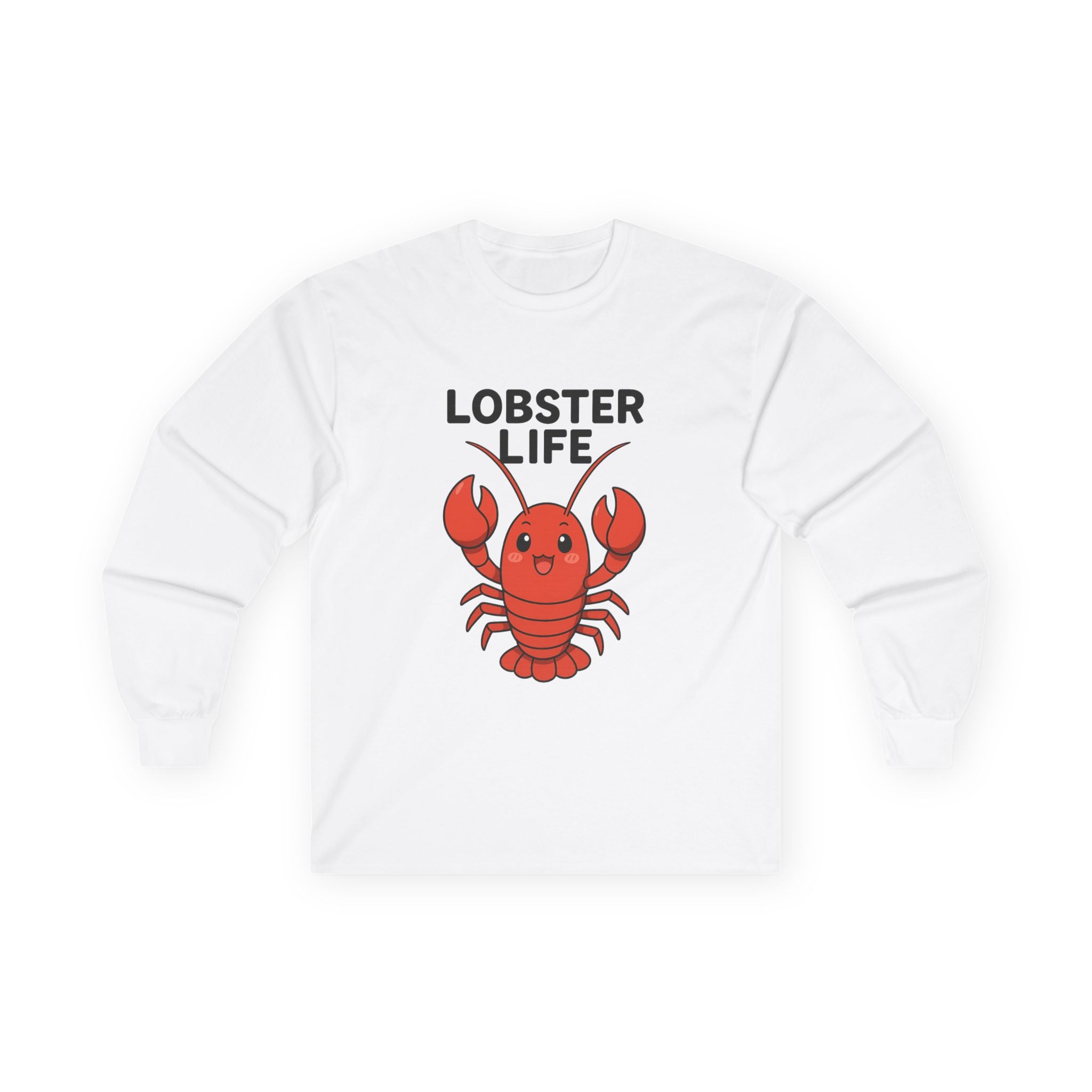 Lobster Life Long Sleeve Tee — Cute Red Lobster Graphic Shirt - Adult