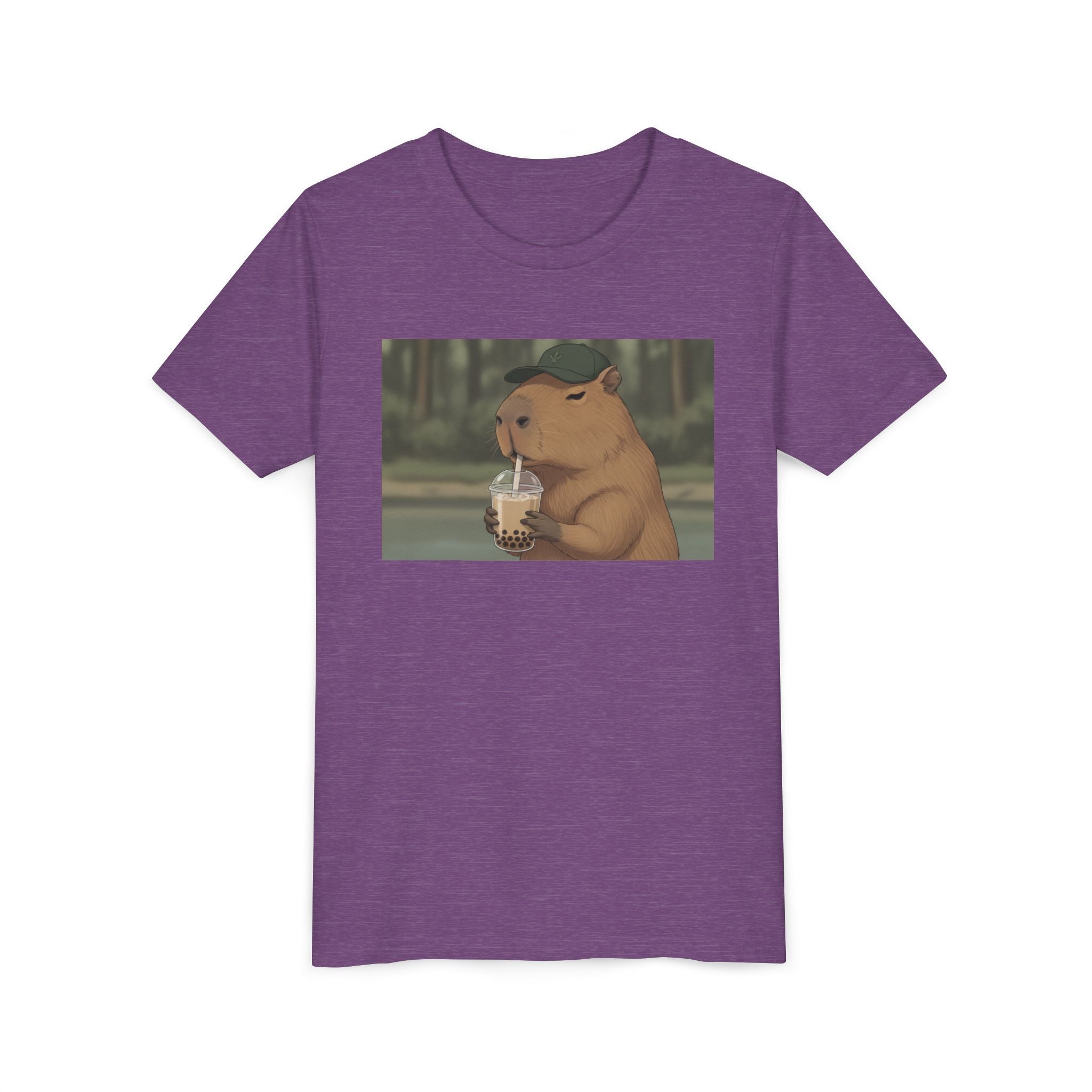 Capybara Drinking Boba Tea Youth Tee — Cute Kawaii Bubble Shirt for Kids - Kids