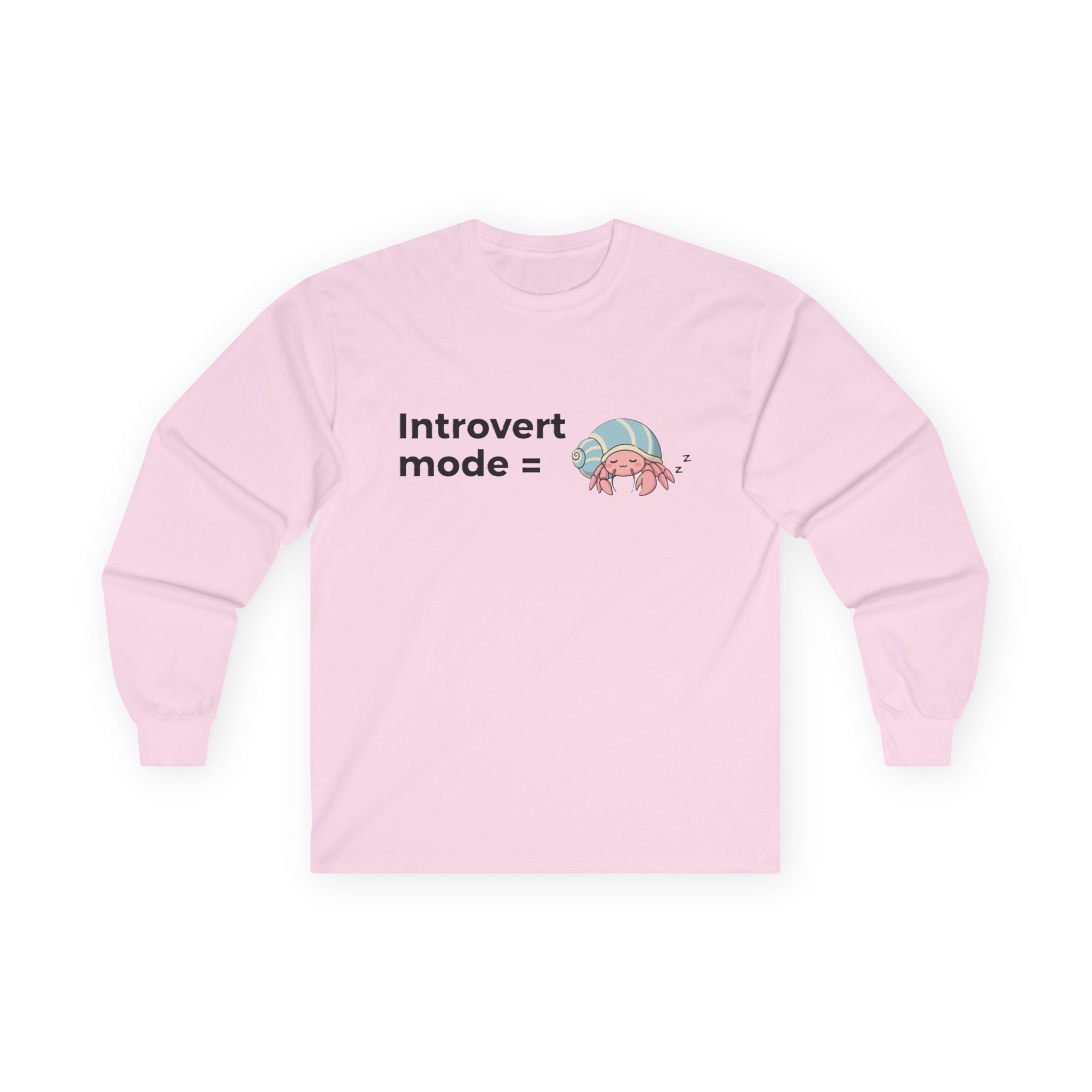Introvert Mode Hermit Crab Long Sleeve Tee — Cute Shy Hermit Crab Graphic - Adult