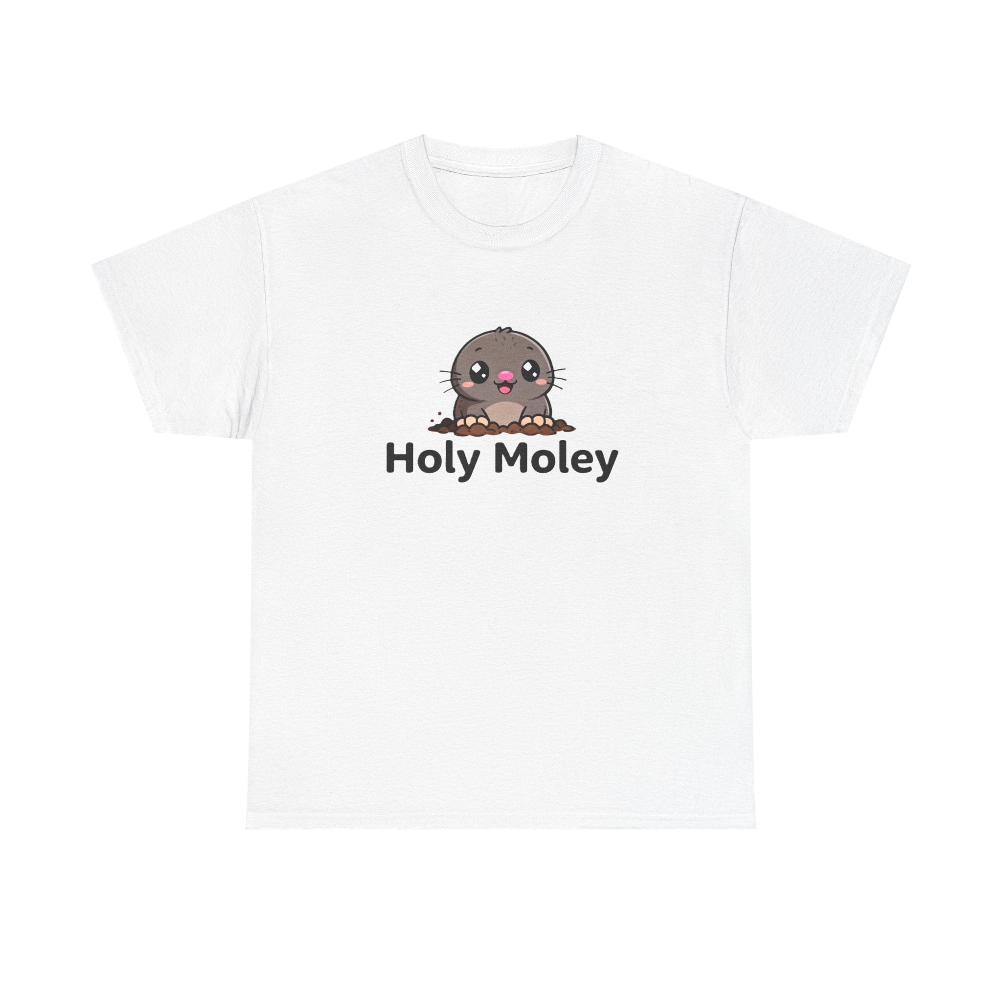 Holy Moley Mole T-Shirt — Cute Cartoon Mole Tee with 'Holy Moley' Text - Adult