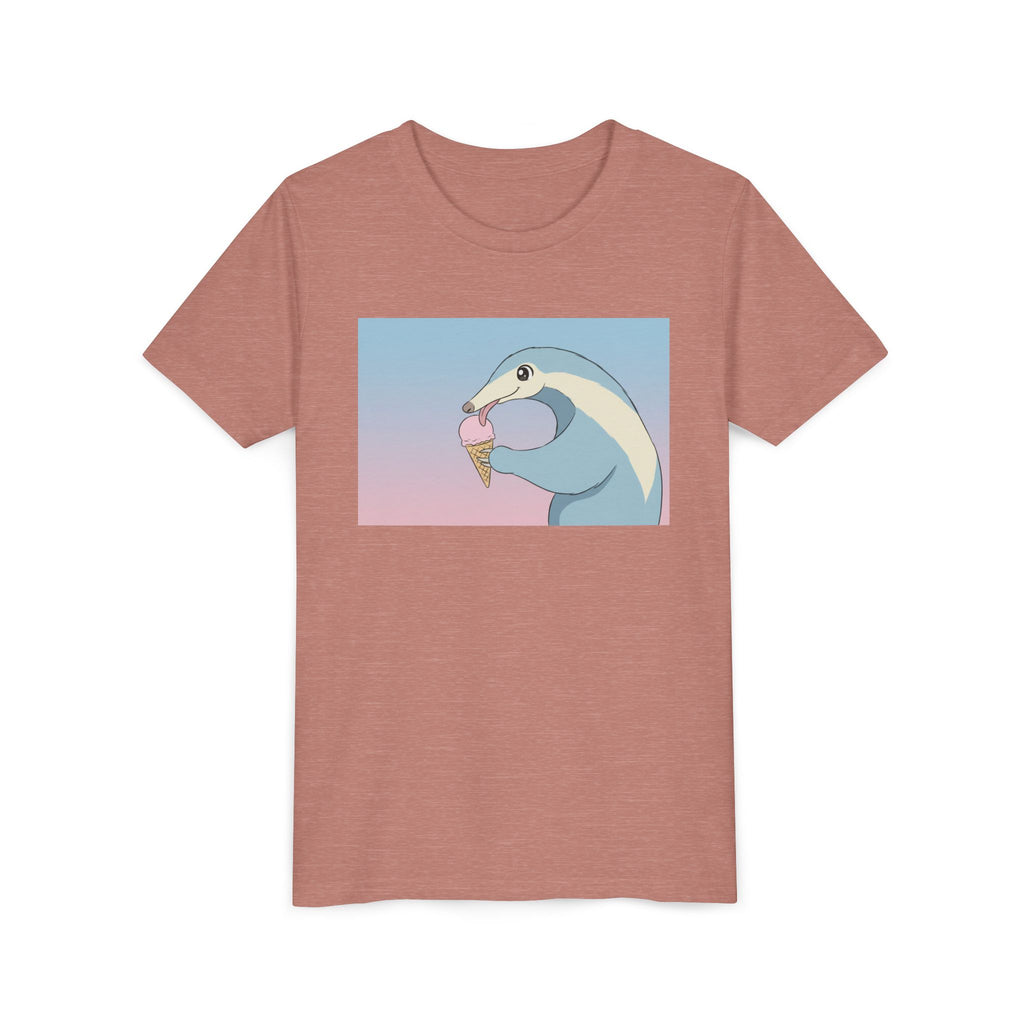 Anteater Eating Ice Cream Kids Tee — Cute Pastel Animal Graphic Youth T-Shirt - Kids