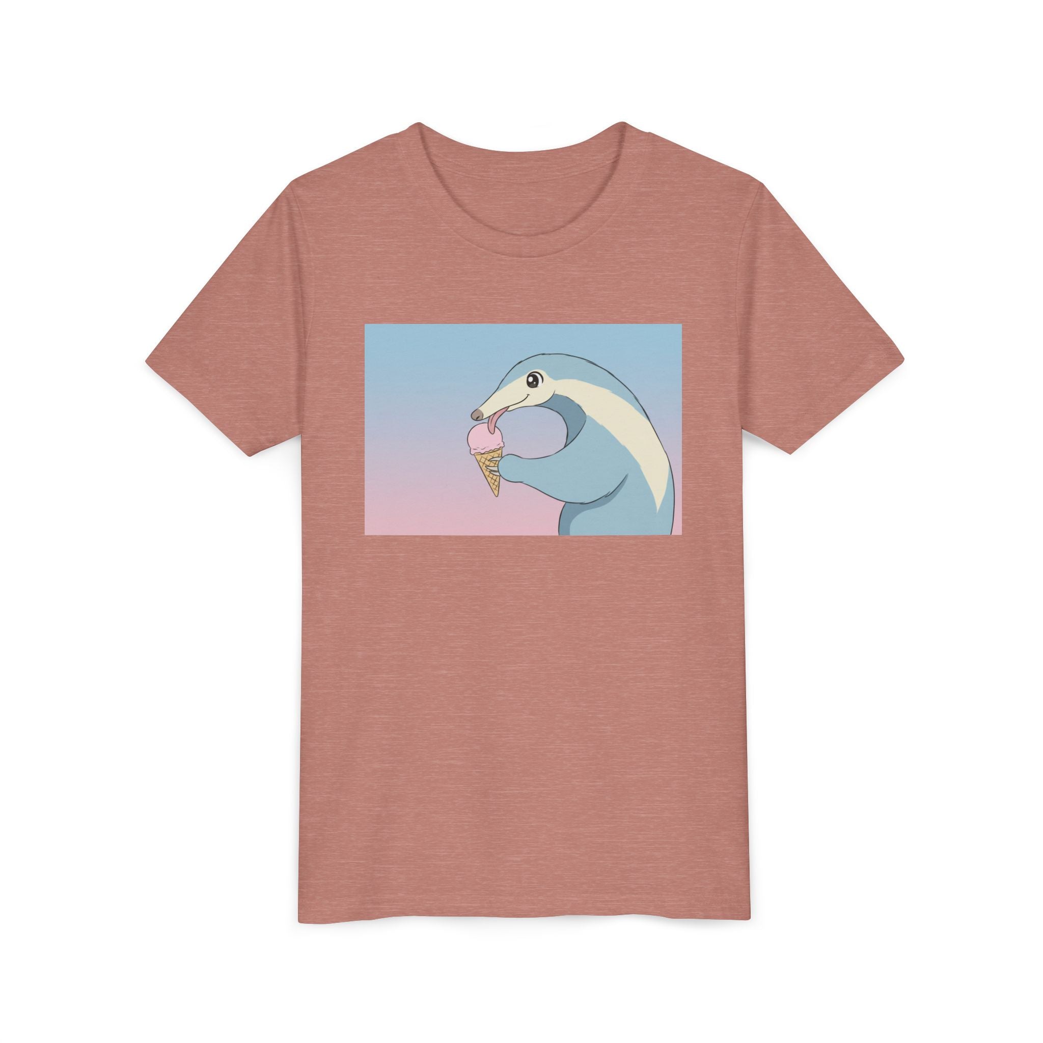 Anteater Eating Ice Cream Kids Tee — Cute Pastel Animal Graphic Youth T-Shirt - Kids